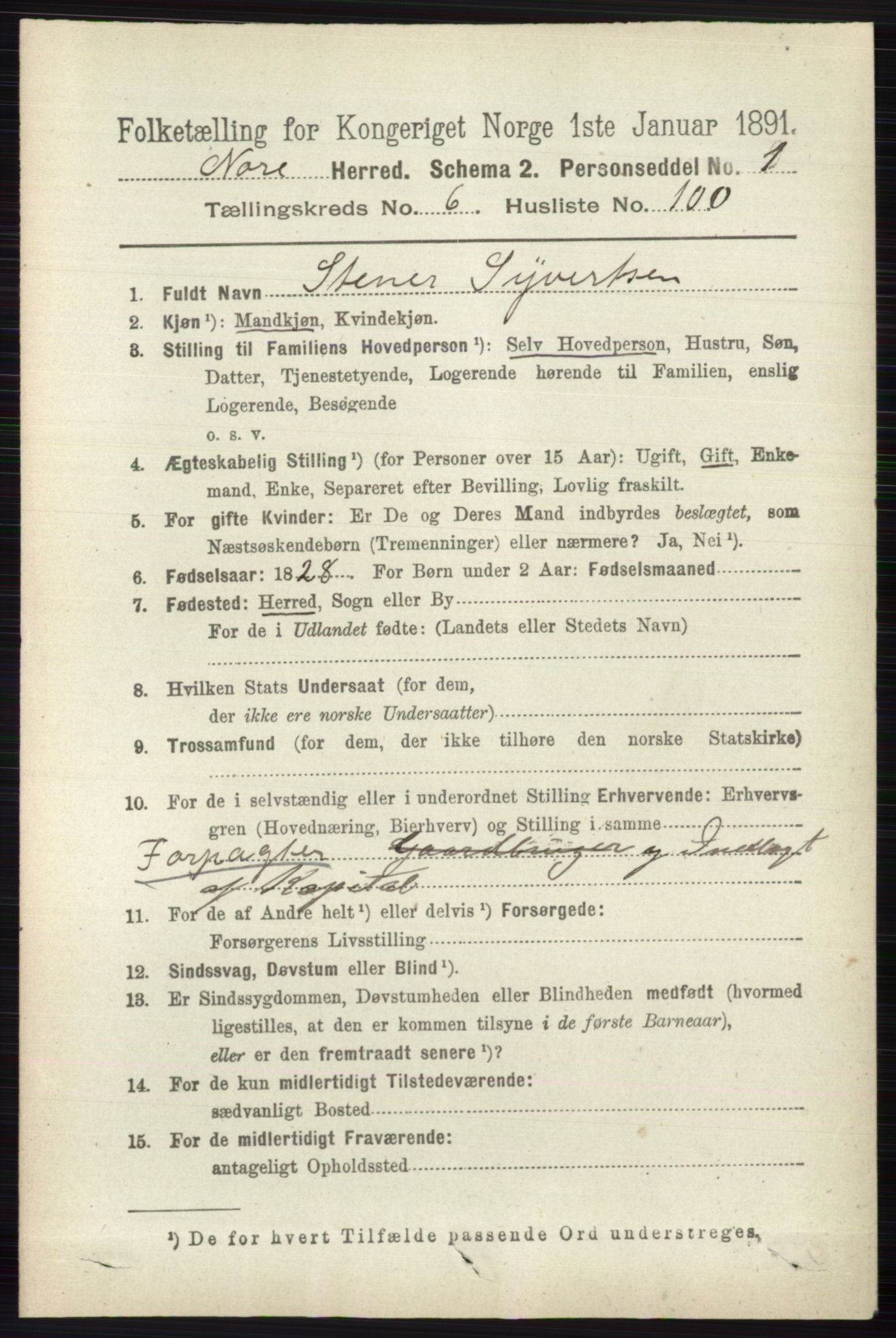 RA, 1891 census for 0633 Nore, 1891, p. 2554