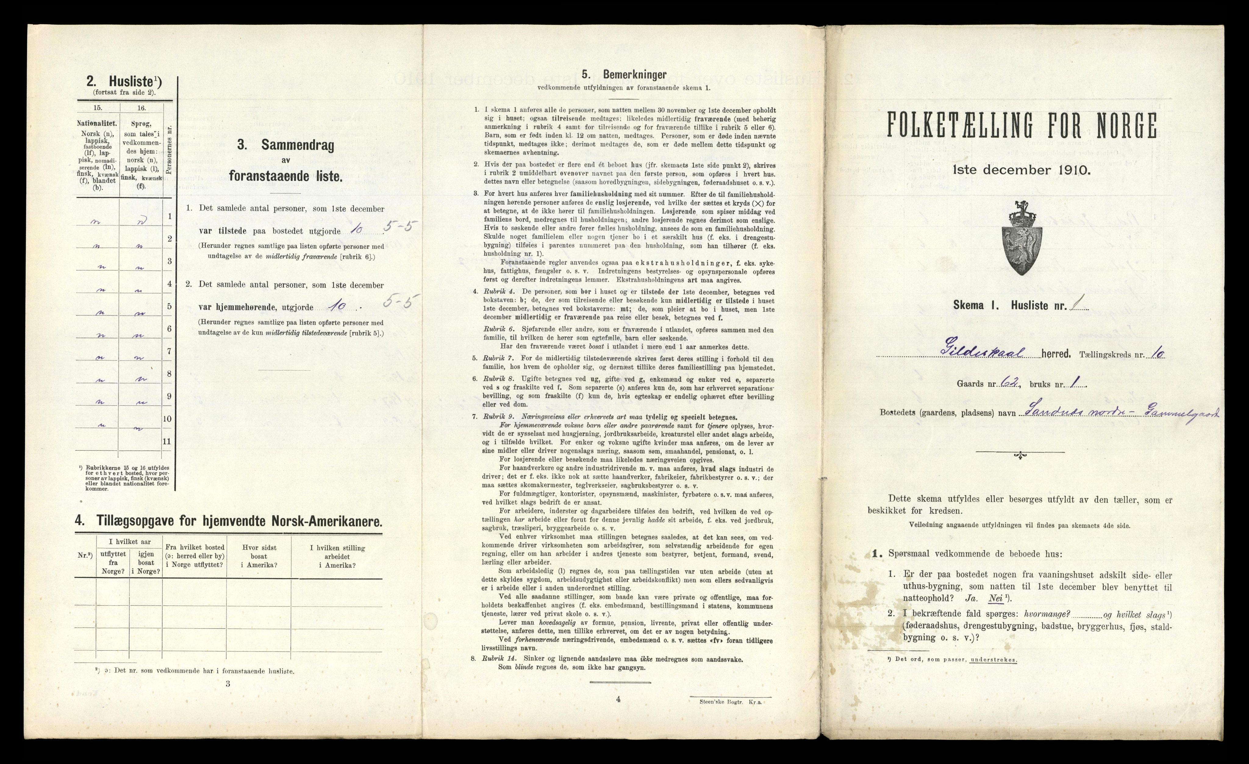 RA, 1910 census for Gildeskål, 1910, p. 953