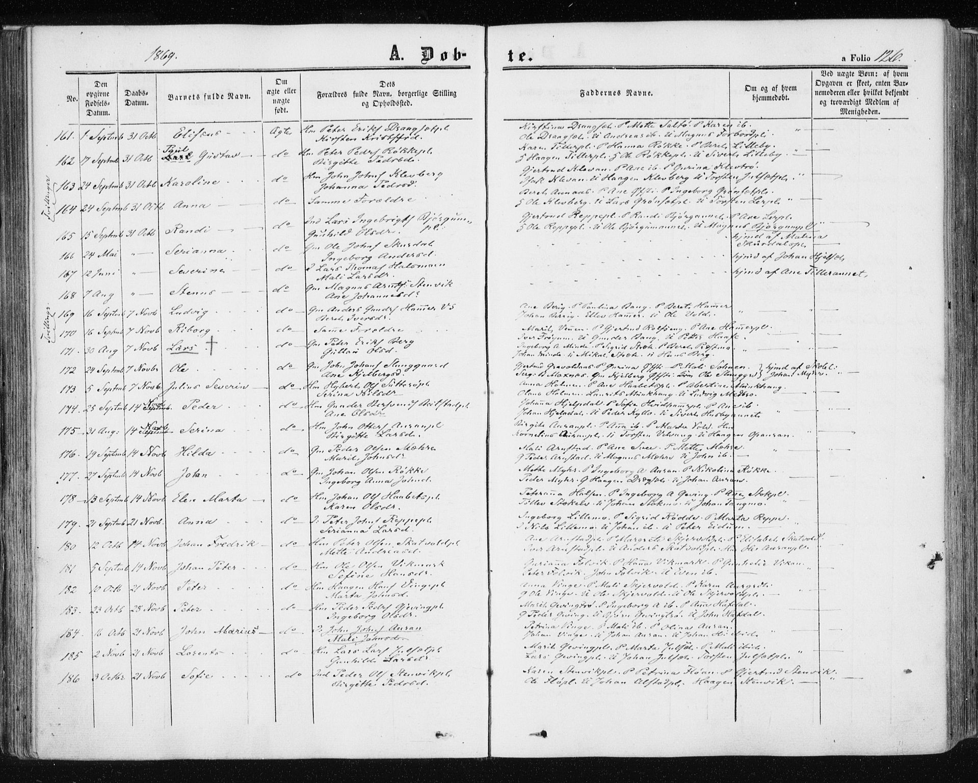 Ministerialprotokoller, klokkerbøker og fødselsregistre - Nord-Trøndelag, SAT/A-1458/709/L0075: Parish register (official) no. 709A15, 1859-1870, p. 126