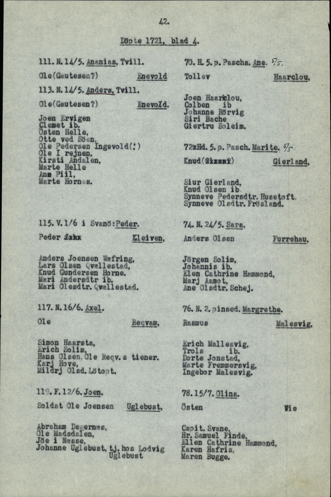 Samling av fulltekstavskrifter, SAB/FULLTEKST/B/14/0006: Førde sokneprestembete, ministerialbok nr. A 1, 1720-1727, p. 43