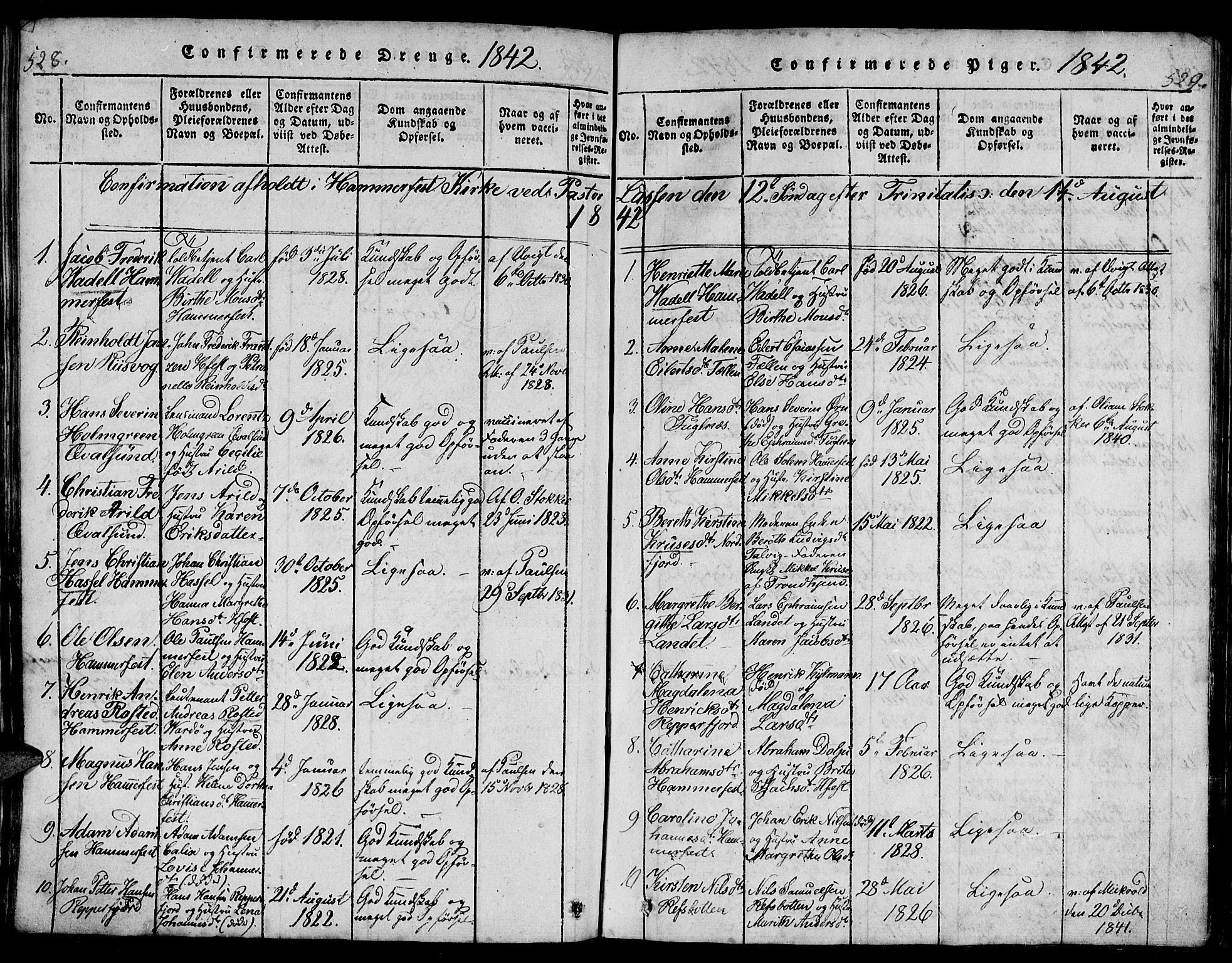 Hammerfest sokneprestkontor, SATØ/S-1347/H/Hb/L0001.klokk: Parish register (copy) no. 1, 1822-1850, p. 528-529