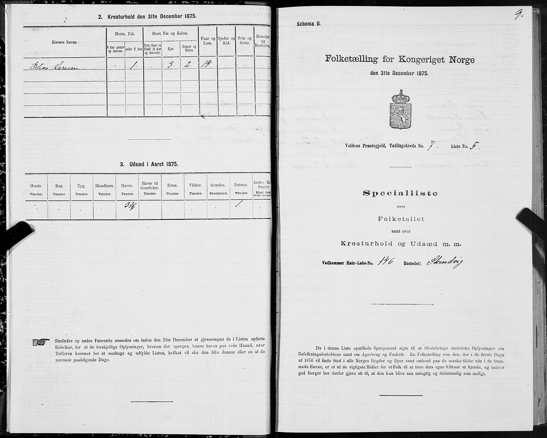 SAT, 1875 census for 1519P Volda, 1875, p. 5009