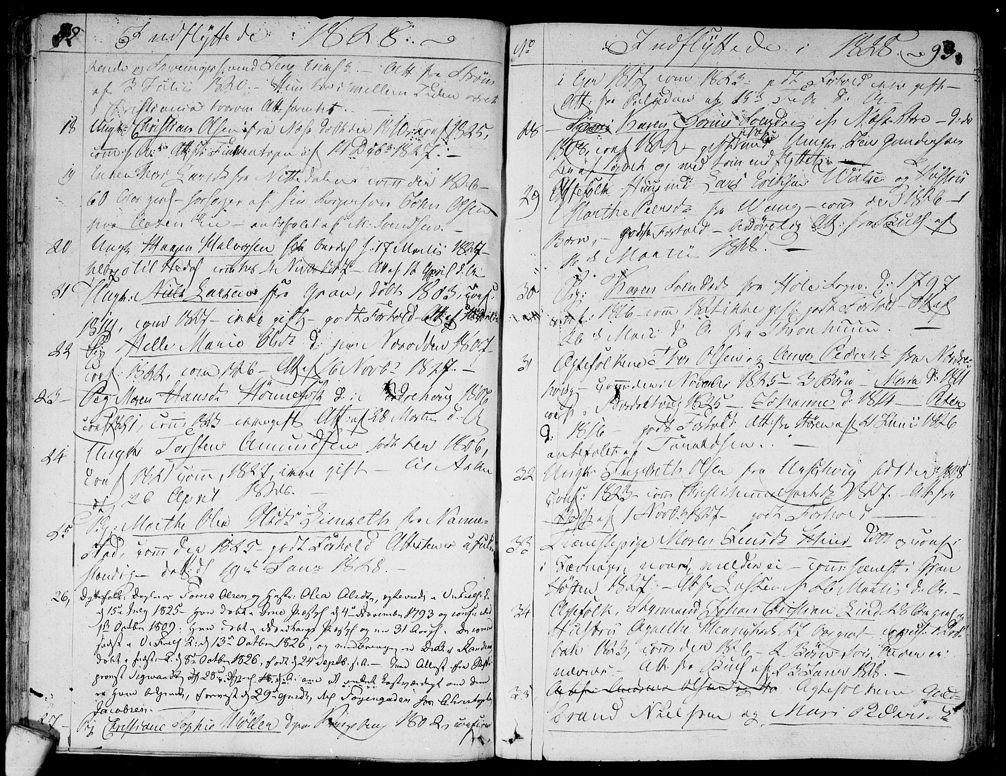 Aker prestekontor kirkebøker, SAO/A-10861/F/L0014b: Parish register (official) no. 14B, 1820-1834, p. 92-93