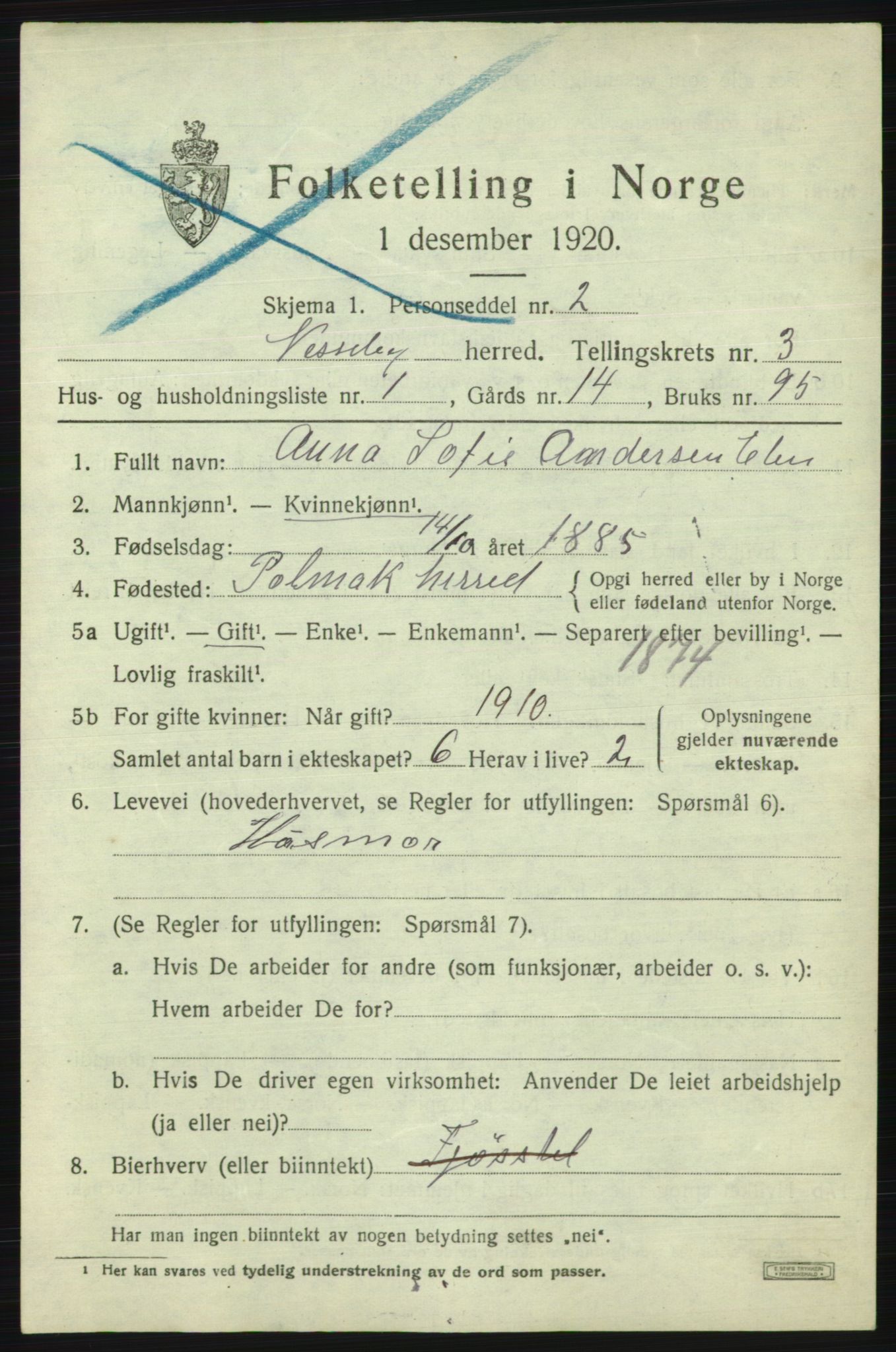 SATØ, 1920 census for Nesseby, 1920, p. 1387