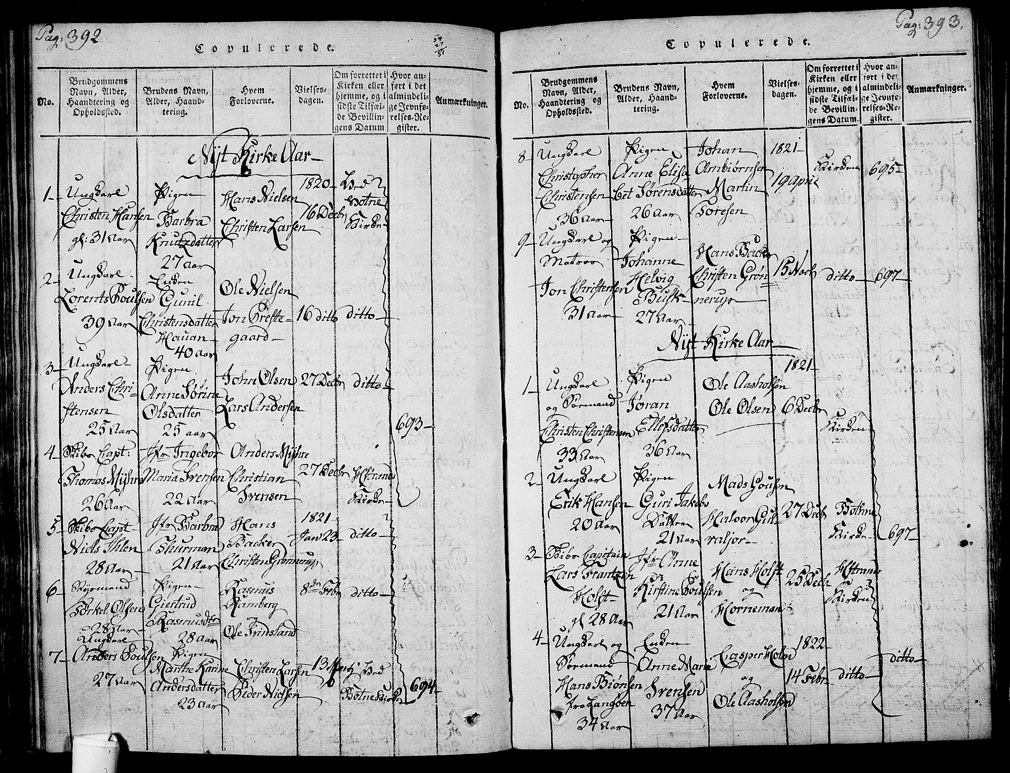 Holmestrand kirkebøker, AV/SAKO-A-346/F/Fa/L0001: Parish register (official) no. 1, 1814-1840, p. 392-393