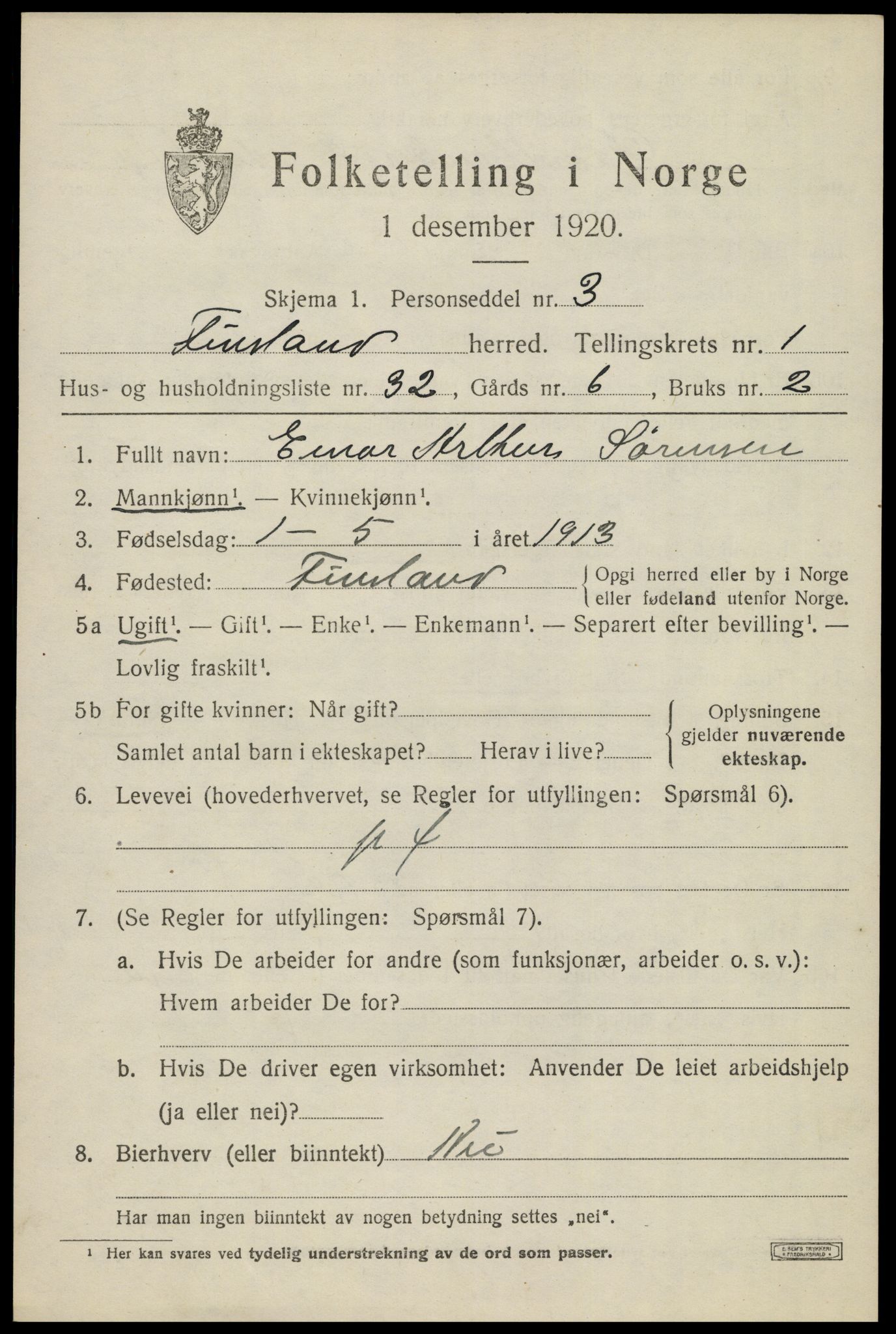 SAK, 1920 census for Finsland, 1920, p. 712