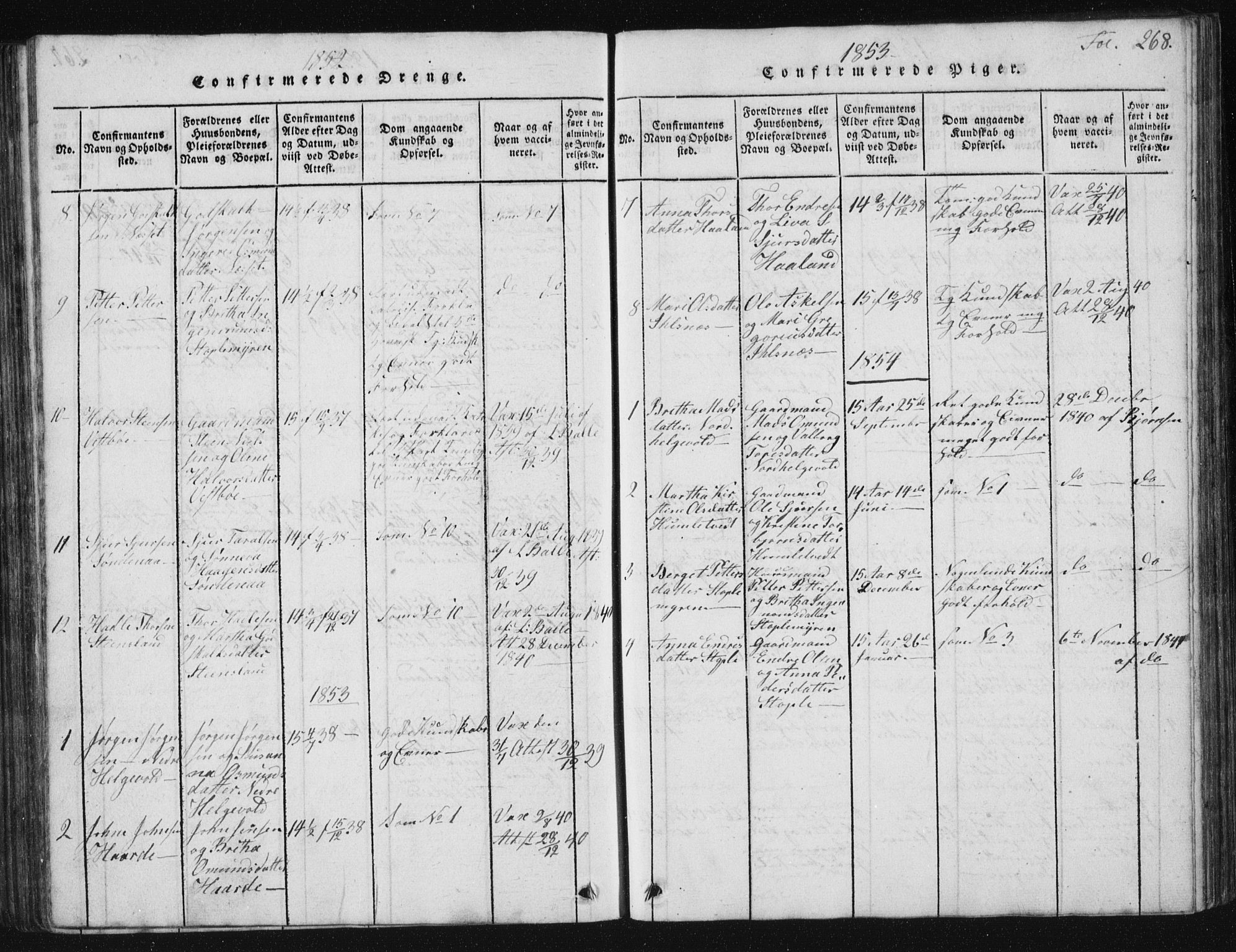 Vikedal sokneprestkontor, SAST/A-101840/01/V: Parish register (copy) no. B 2, 1816-1863, p. 268
