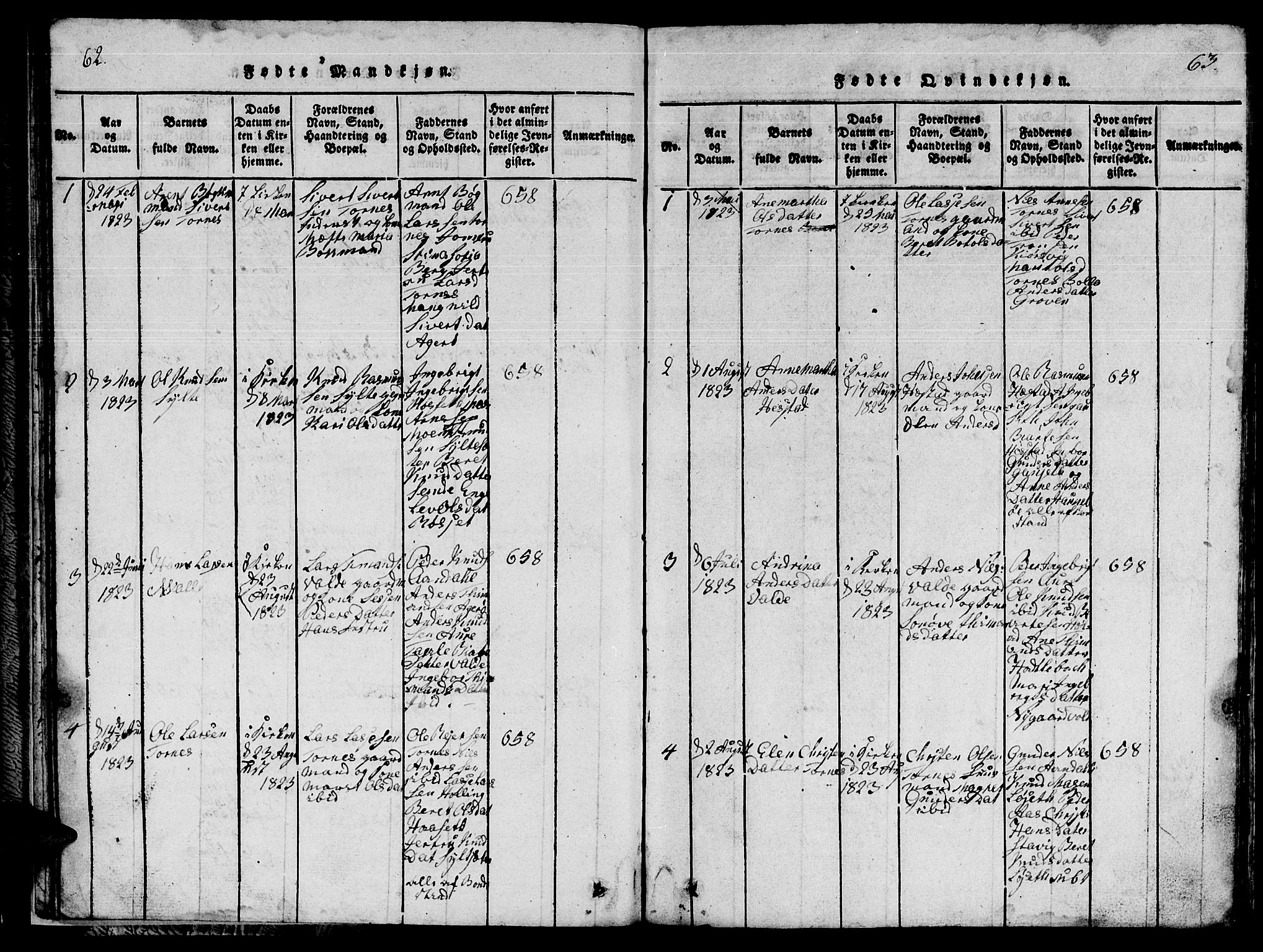 Ministerialprotokoller, klokkerbøker og fødselsregistre - Møre og Romsdal, AV/SAT-A-1454/565/L0752: Parish register (copy) no. 565C01, 1817-1844, p. 62-63