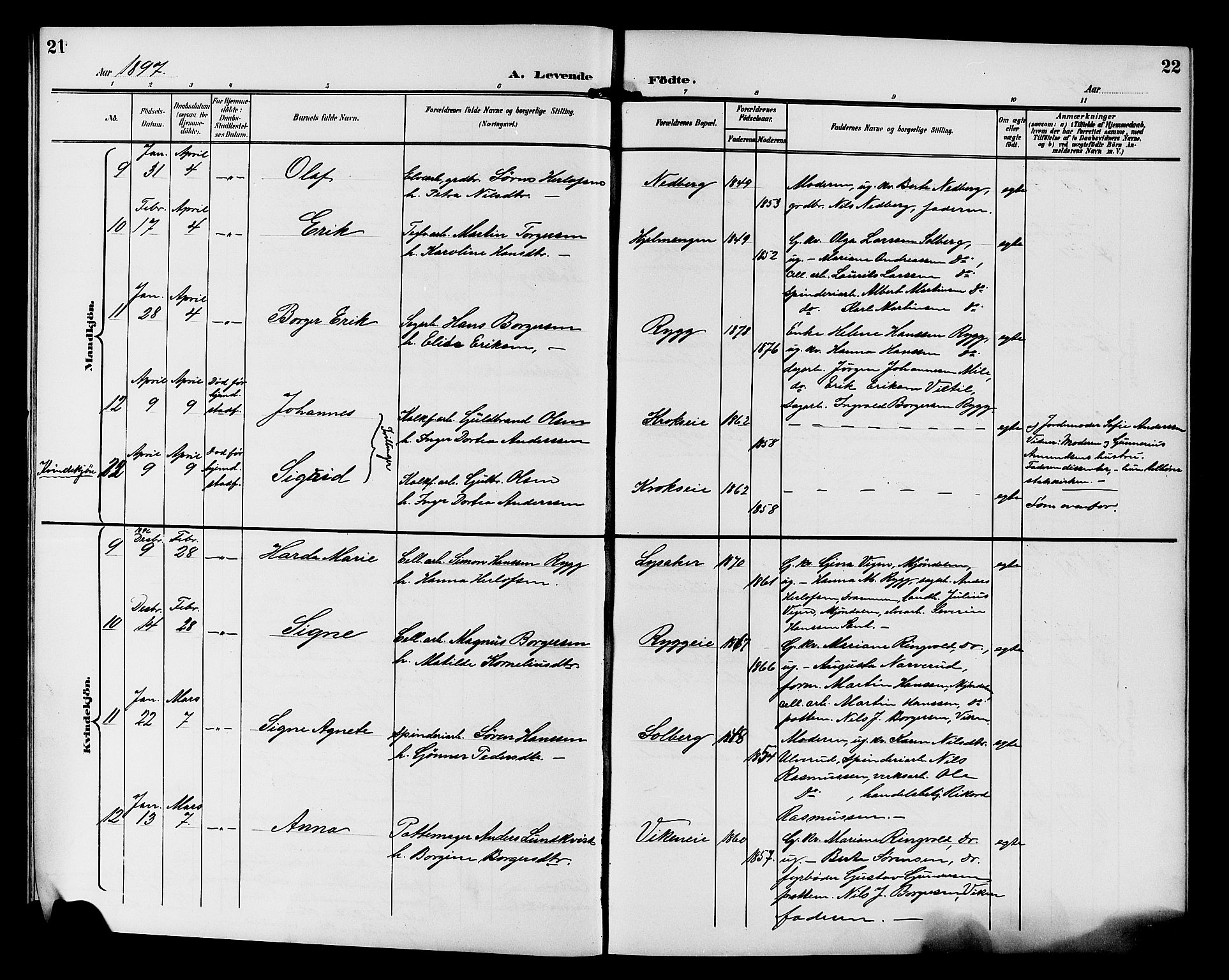 Nedre Eiker kirkebøker, AV/SAKO-A-612/G/Ga/L0003: Parish register (copy) no. 3, 1896-1905, p. 21-22