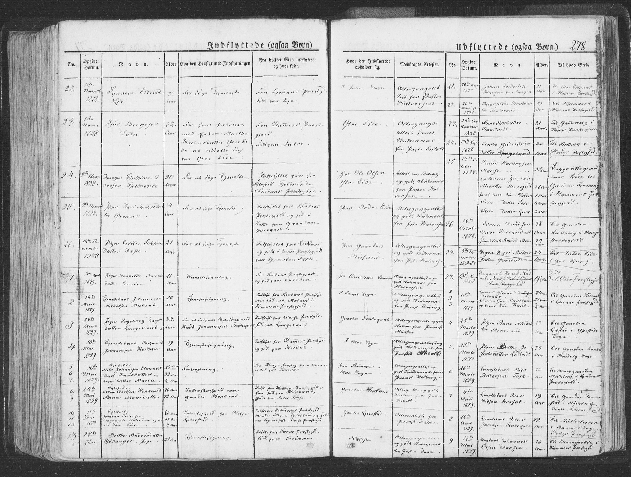 Hosanger sokneprestembete, SAB/A-75801/H/Haa: Parish register (official) no. A 6, 1824-1835, p. 278