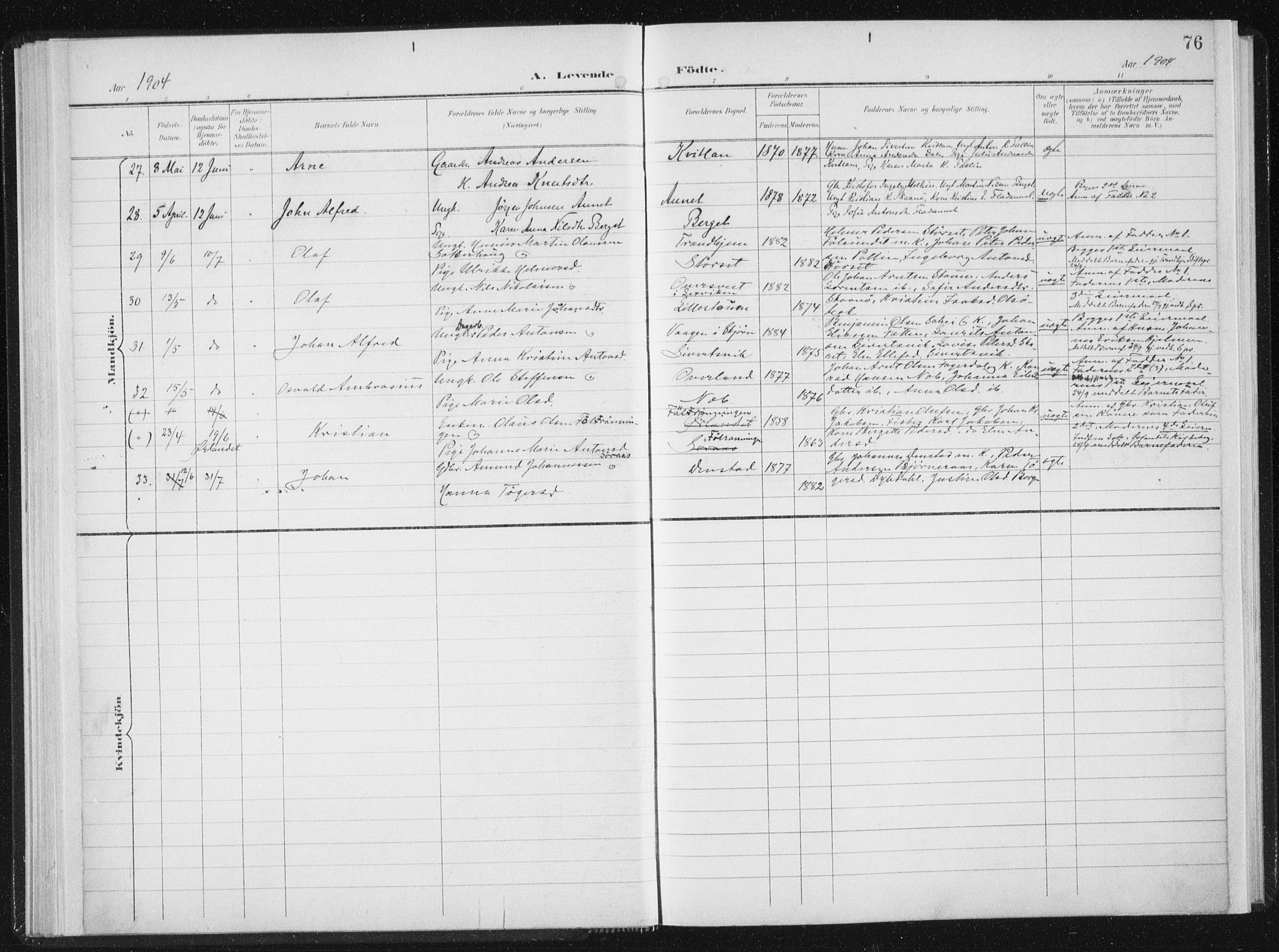 Ministerialprotokoller, klokkerbøker og fødselsregistre - Sør-Trøndelag, AV/SAT-A-1456/647/L0635: Parish register (official) no. 647A02, 1896-1911, p. 76