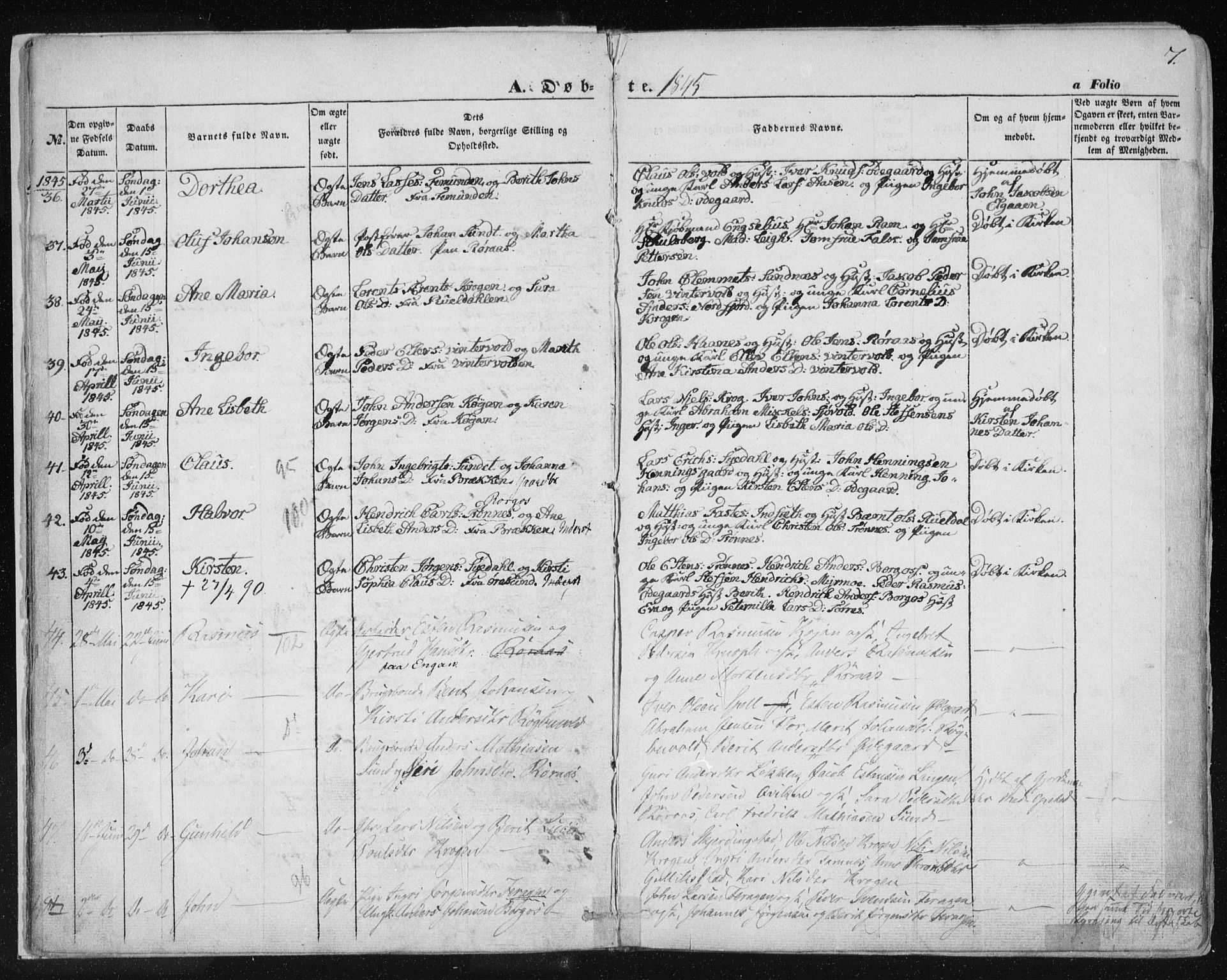 Ministerialprotokoller, klokkerbøker og fødselsregistre - Sør-Trøndelag, AV/SAT-A-1456/681/L0931: Parish register (official) no. 681A09, 1845-1859, p. 7