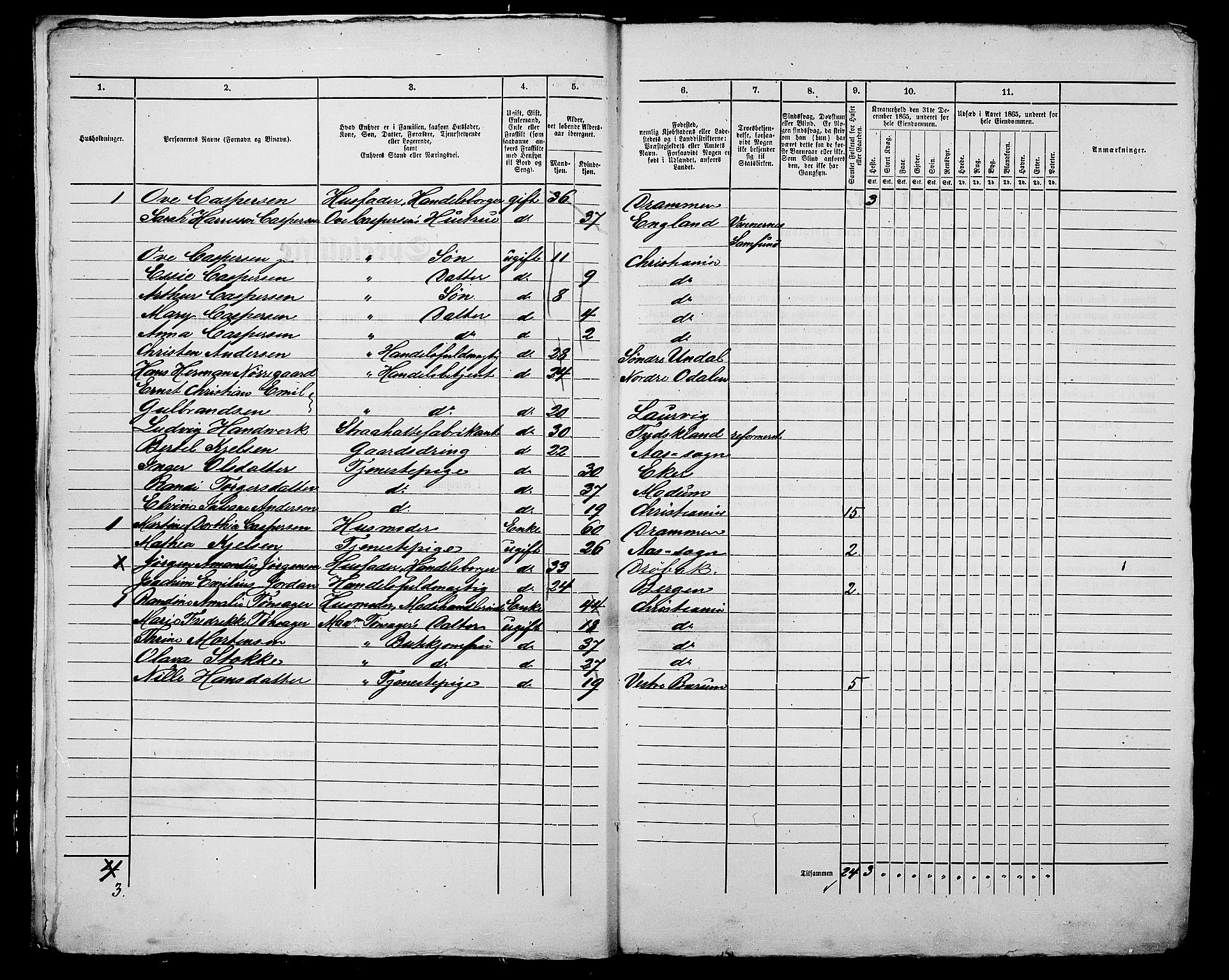 RA, 1865 census for Kristiania, 1865, p. 586