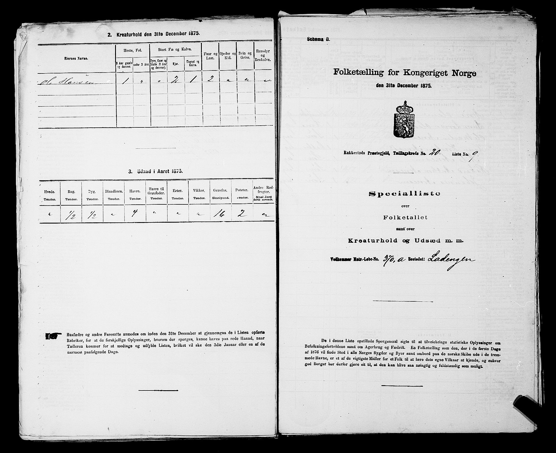 RA, 1875 census for 0128P Rakkestad, 1875, p. 2176