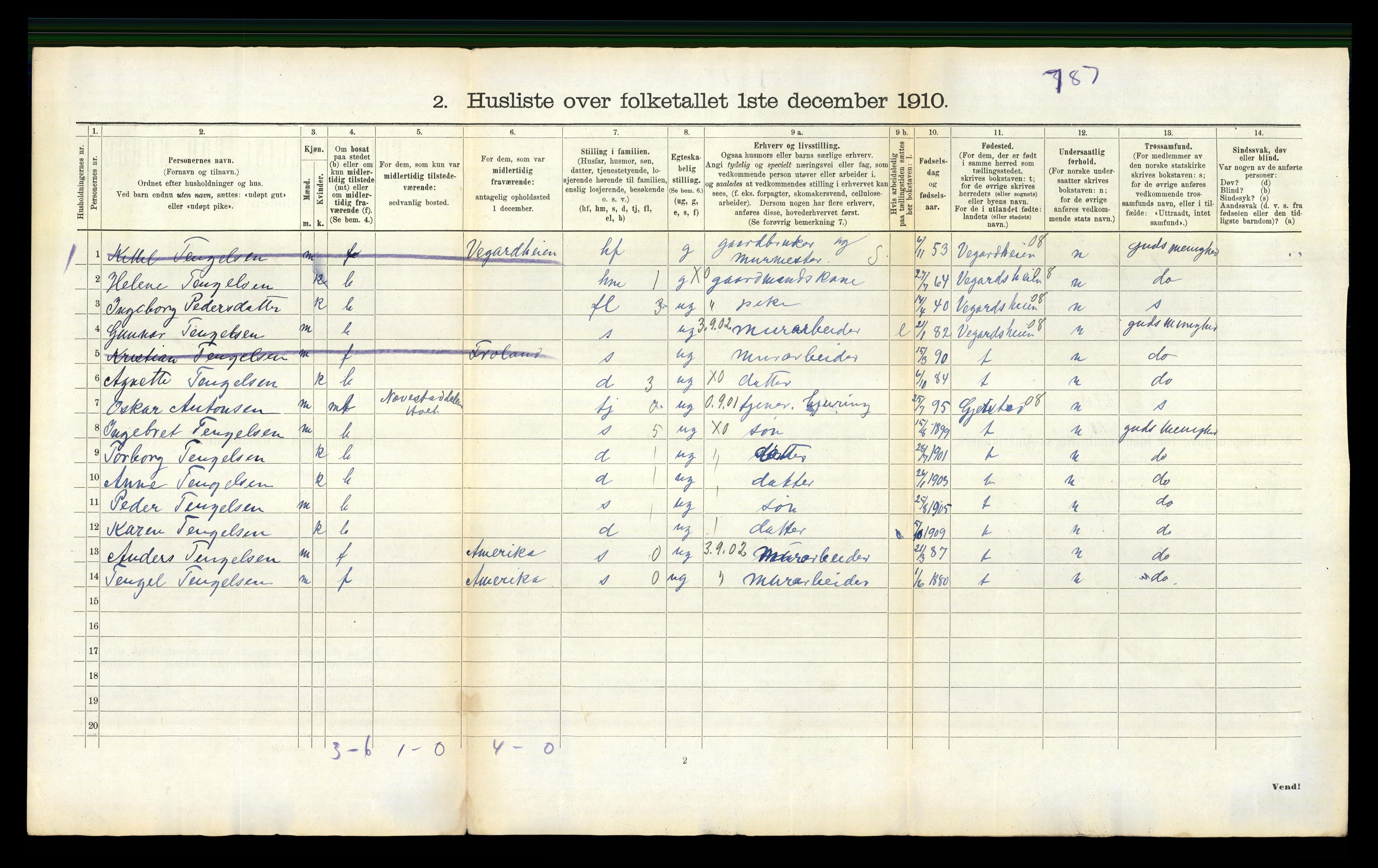 RA, 1910 census for Holt, 1910, p. 61