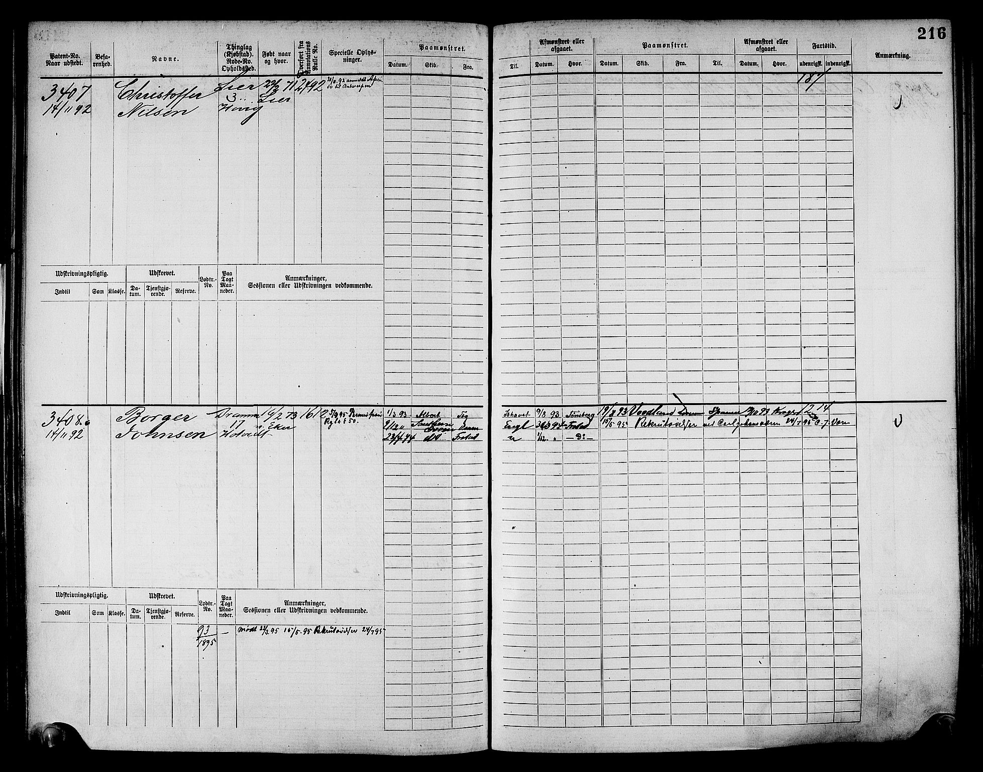 Drammen innrulleringsdistrikt, SAKO/A-781/F/Fc/L0004: Hovedrulle, 1885, p. 222