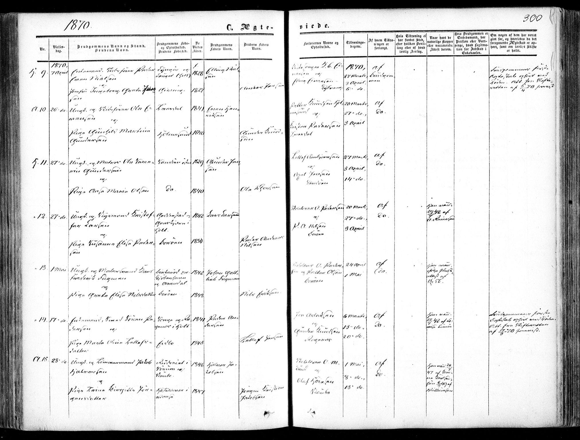 Dypvåg sokneprestkontor, AV/SAK-1111-0007/F/Fa/Faa/L0006: Parish register (official) no. A 6, 1855-1872, p. 300