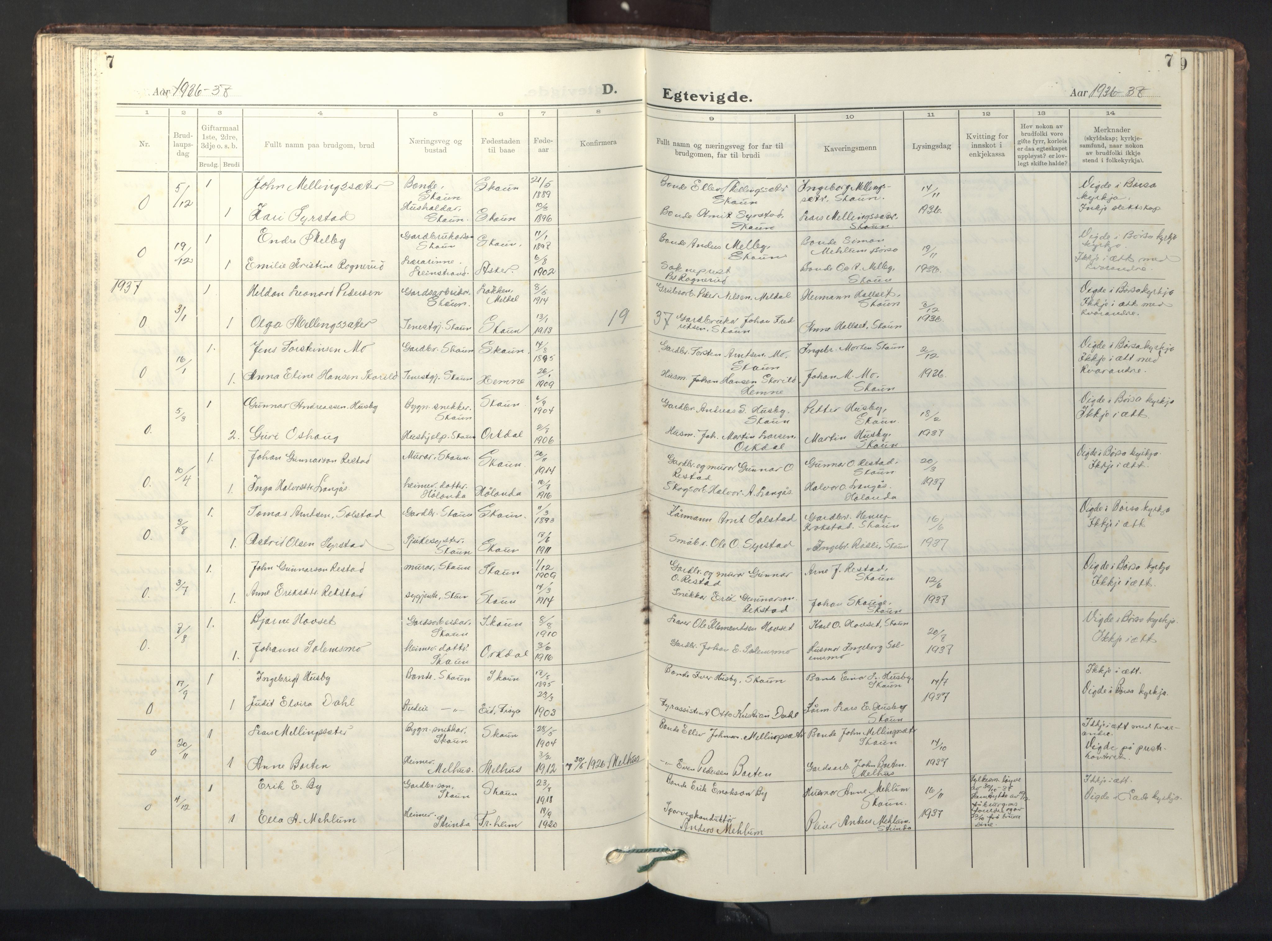 Ministerialprotokoller, klokkerbøker og fødselsregistre - Sør-Trøndelag, SAT/A-1456/667/L0799: Parish register (copy) no. 667C04, 1929-1950, p. 7