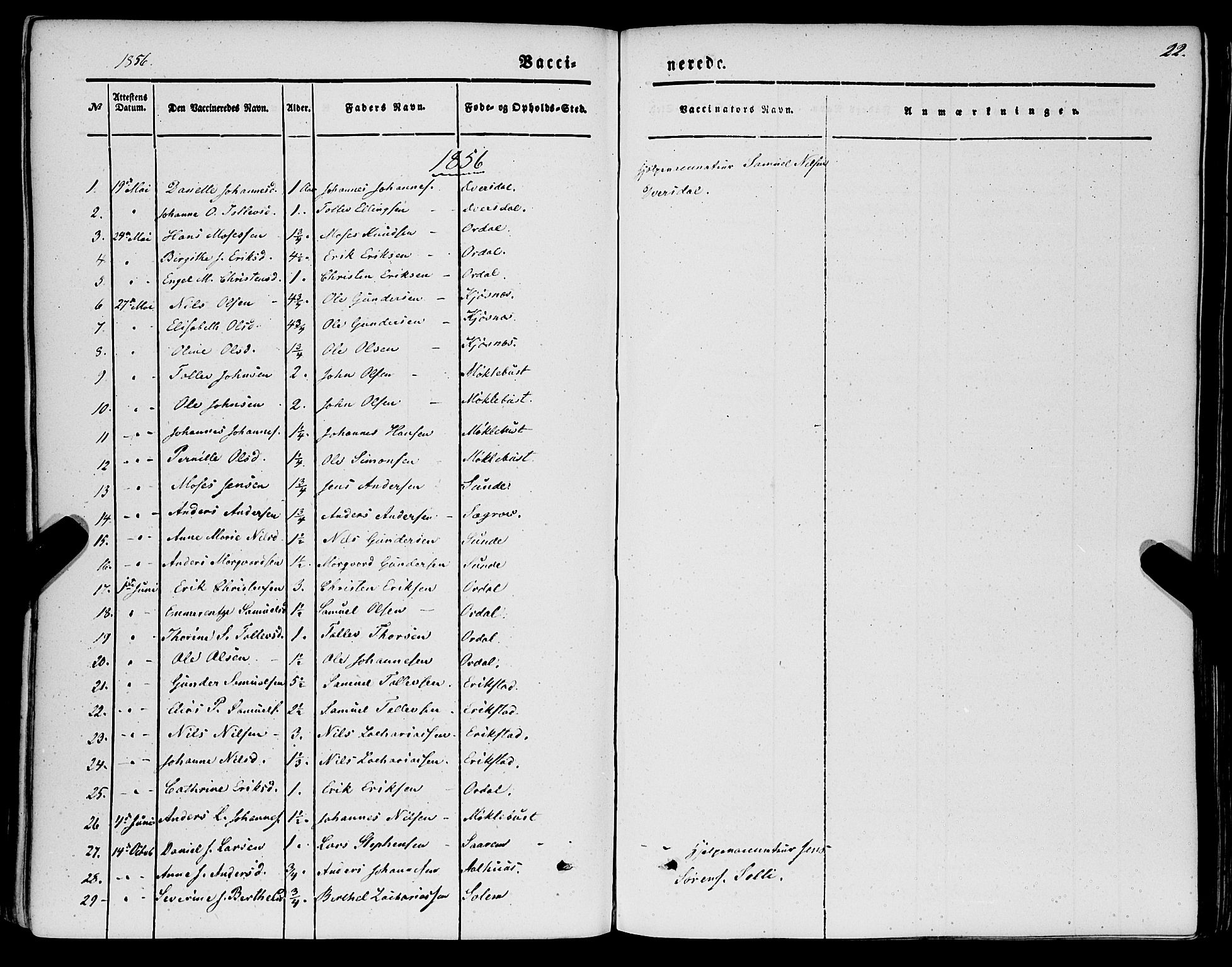 Jølster sokneprestembete, SAB/A-80701/H/Haa/Haaa/L0010: Parish register (official) no. A 10, 1847-1865, p. 22