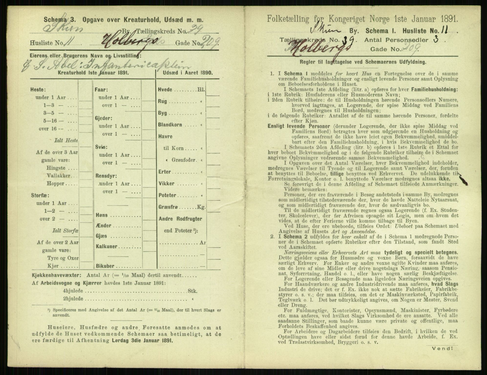 RA, 1891 census for 0806 Skien, 1891, p. 1432