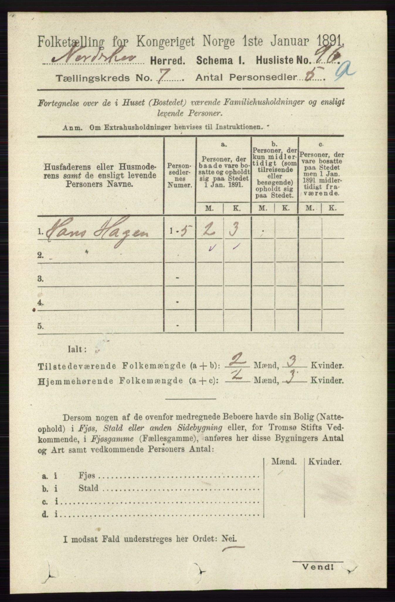 RA, 1891 census for 0613 Norderhov, 1891, p. 4482