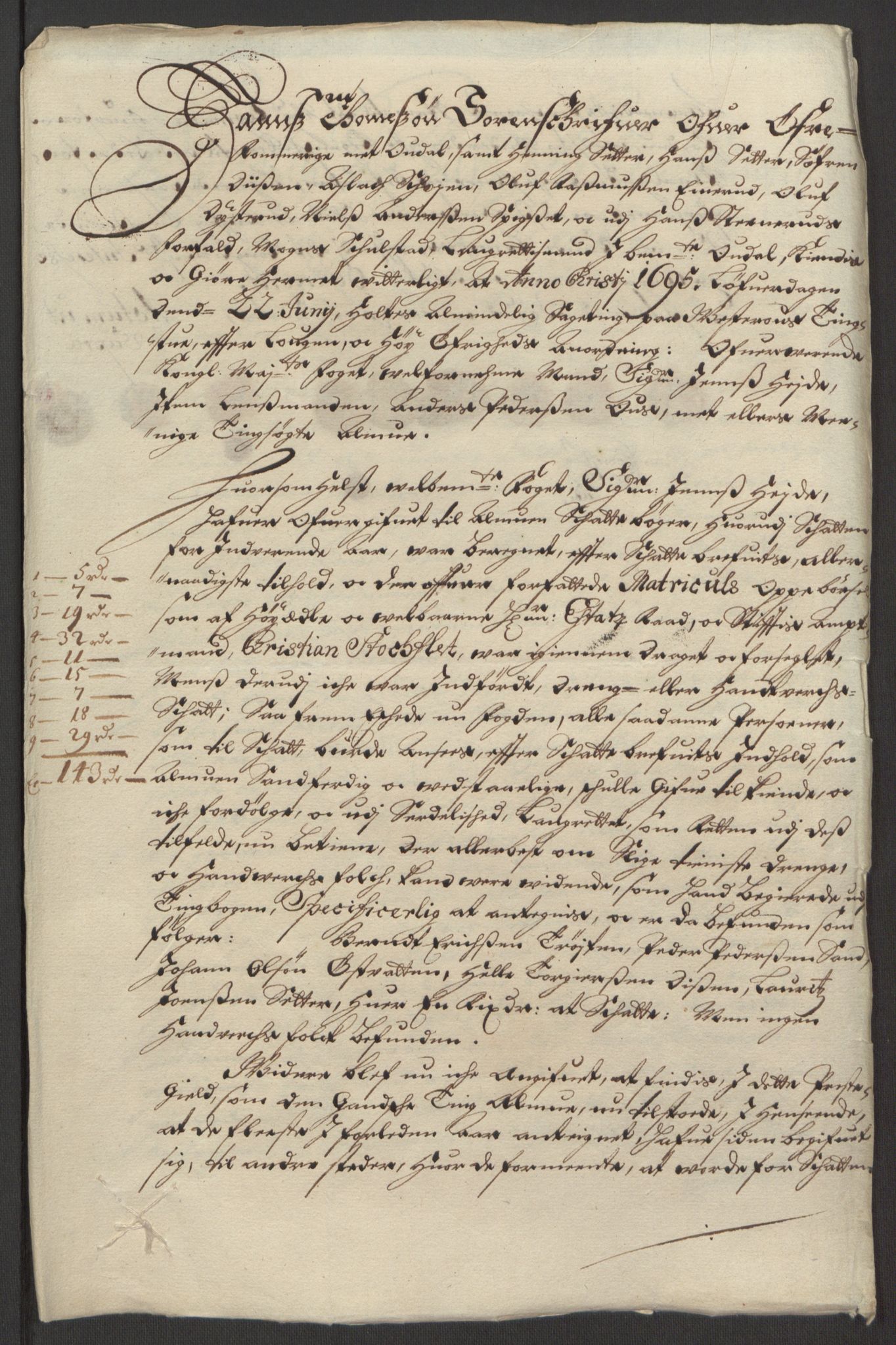 Rentekammeret inntil 1814, Reviderte regnskaper, Fogderegnskap, RA/EA-4092/R13/L0833: Fogderegnskap Solør, Odal og Østerdal, 1695, p. 240