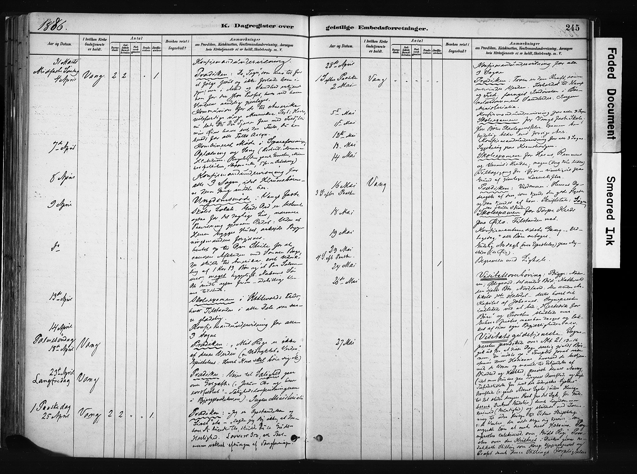 Vang prestekontor, Valdres, AV/SAH-PREST-140/H/Ha/L0008: Parish register (official) no. 8, 1882-1910, p. 245