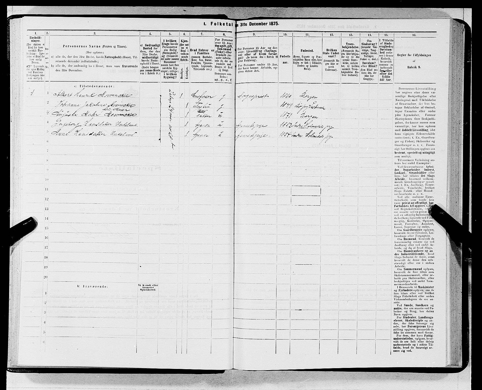 SAB, 1875 census for 1301 Bergen, 1875, p. 5746