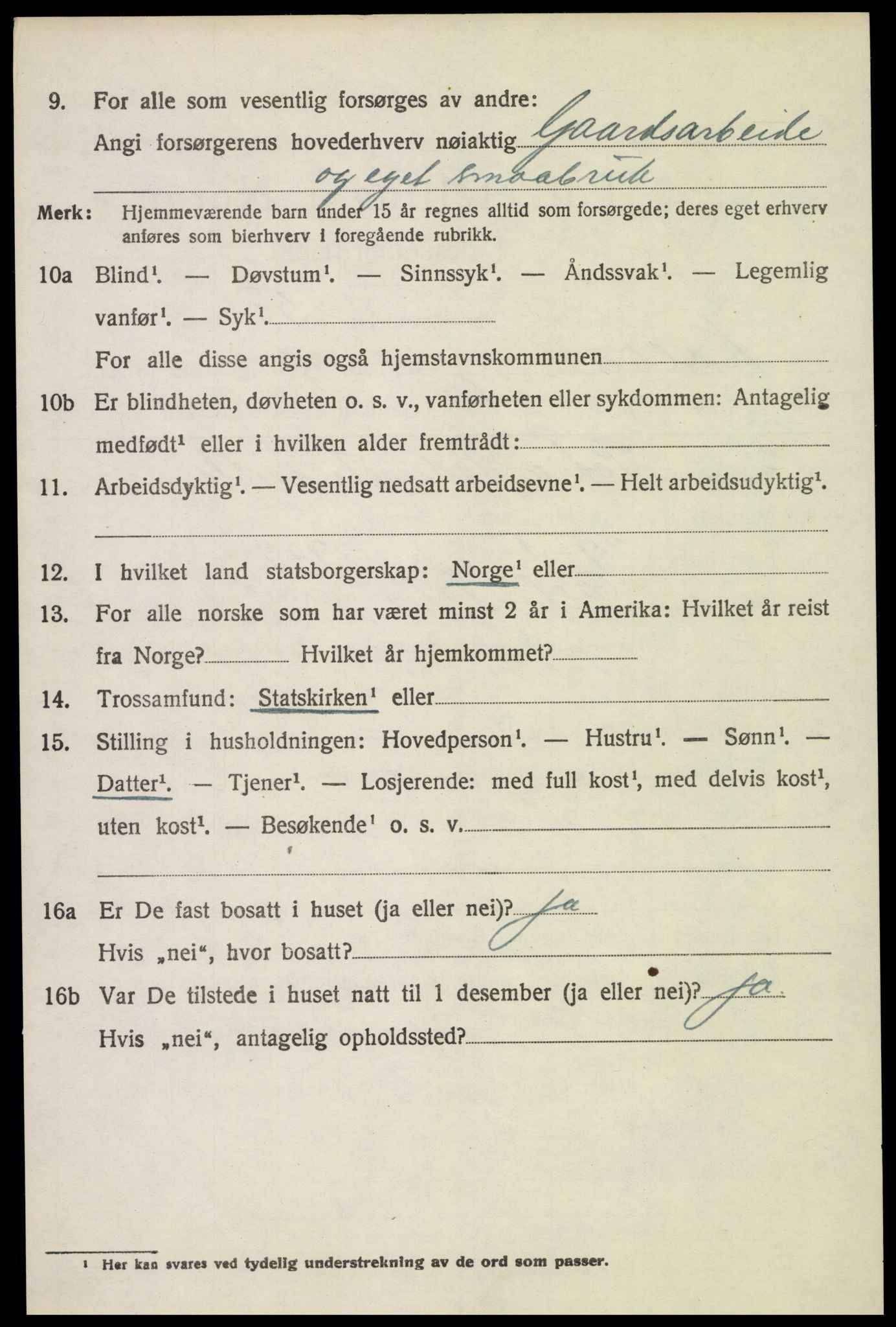 SAH, 1920 census for Kolbu, 1920, p. 5943