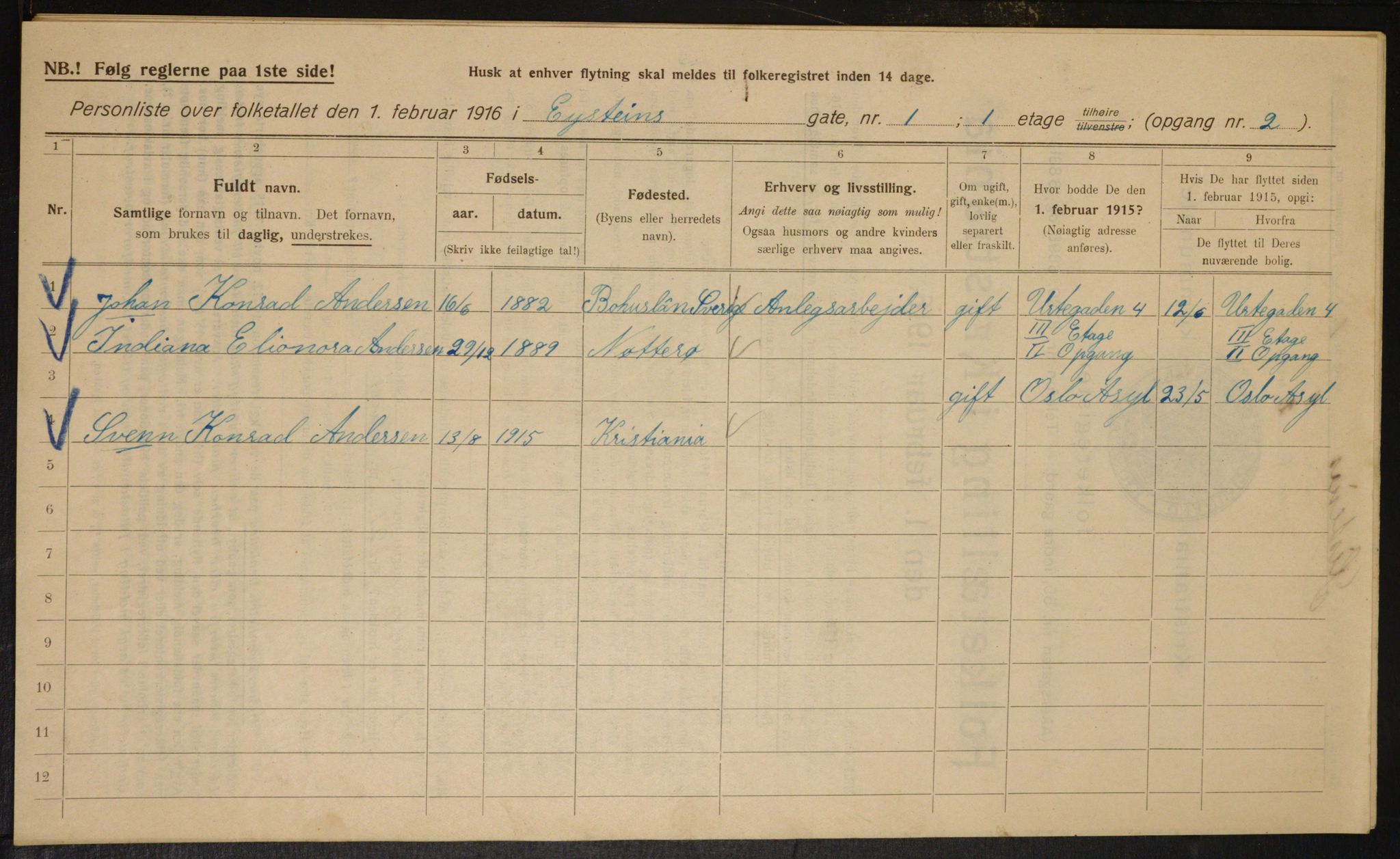 OBA, Municipal Census 1916 for Kristiania, 1916, p. 133971