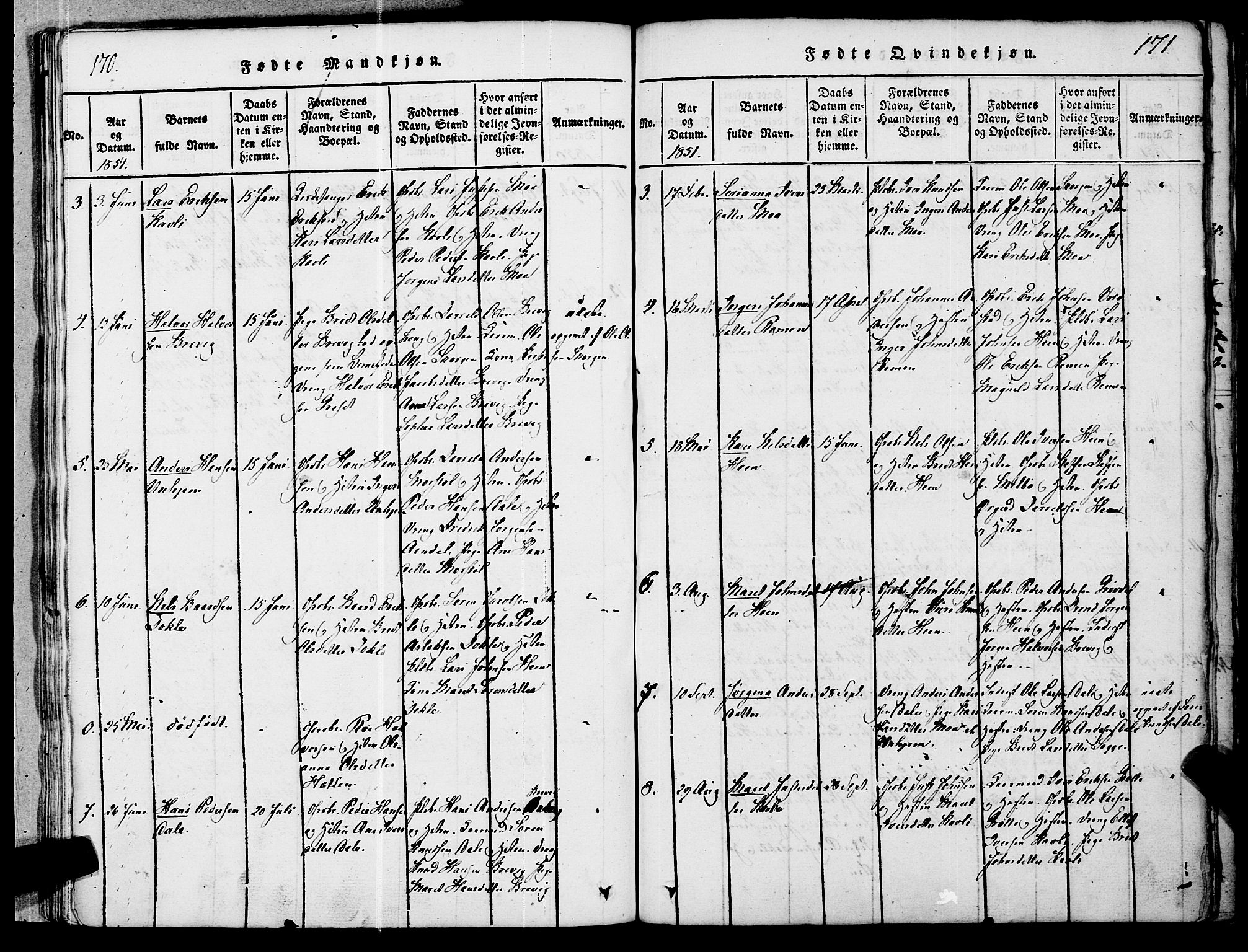 Ministerialprotokoller, klokkerbøker og fødselsregistre - Møre og Romsdal, SAT/A-1454/545/L0585: Parish register (official) no. 545A01, 1818-1853, p. 170-171