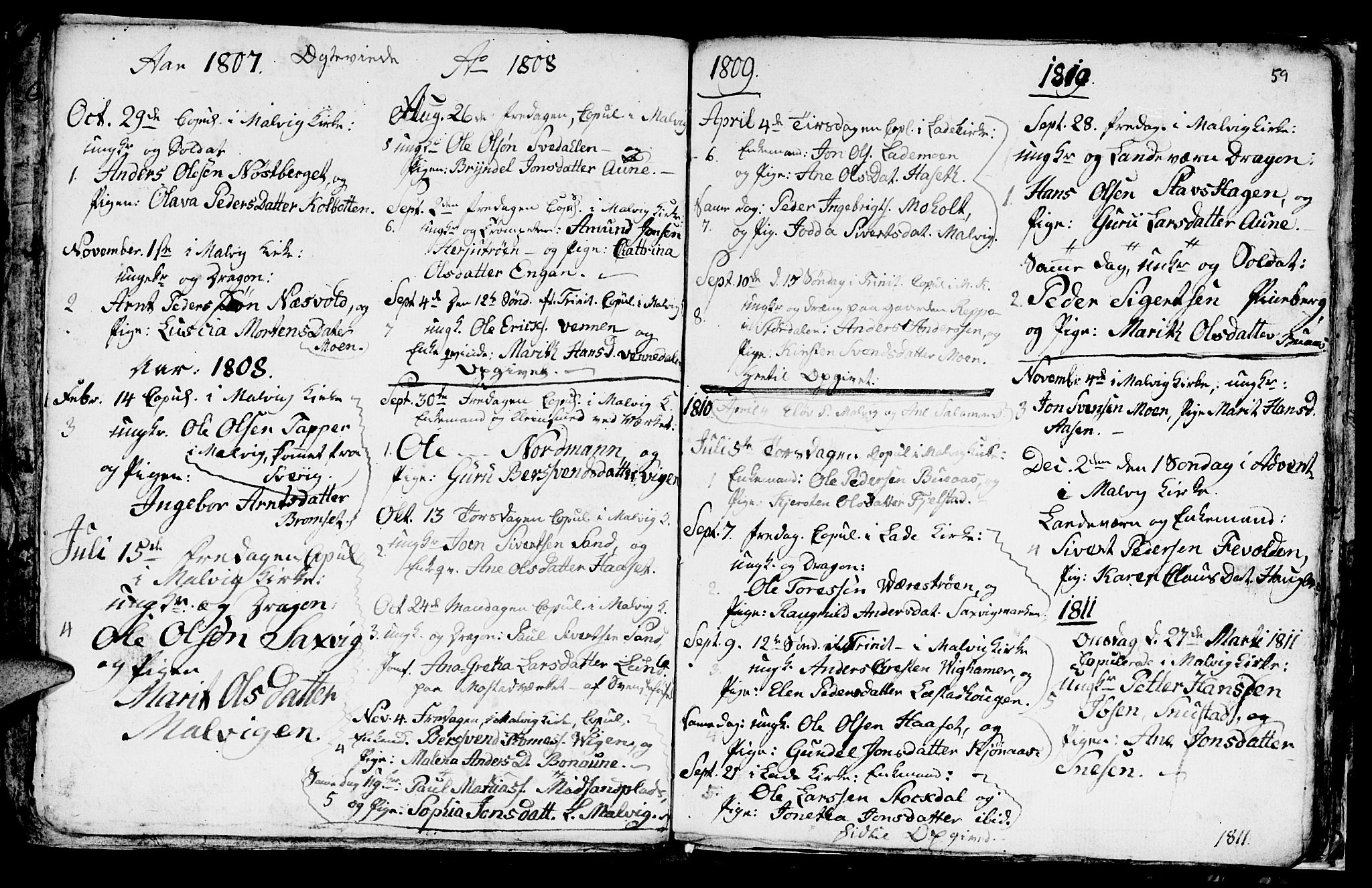 Ministerialprotokoller, klokkerbøker og fødselsregistre - Sør-Trøndelag, SAT/A-1456/616/L0419: Parish register (copy) no. 616C02, 1797-1816, p. 59