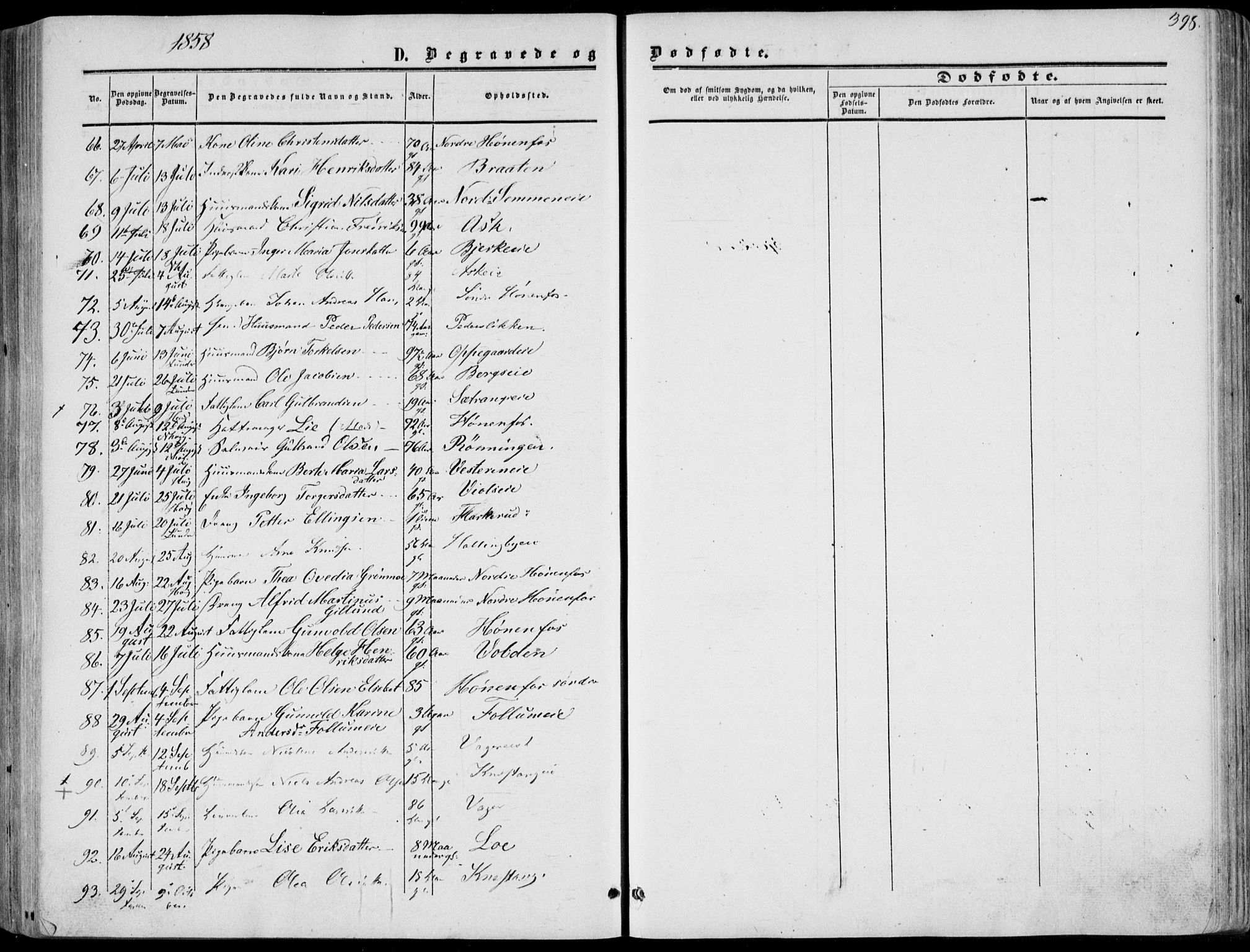 Norderhov kirkebøker, SAKO/A-237/F/Fa/L0012: Parish register (official) no. 12, 1856-1865, p. 398