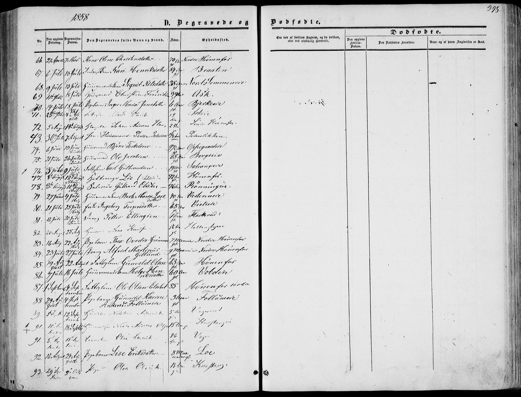 Norderhov kirkebøker, AV/SAKO-A-237/F/Fa/L0012: Parish register (official) no. 12, 1856-1865, p. 398