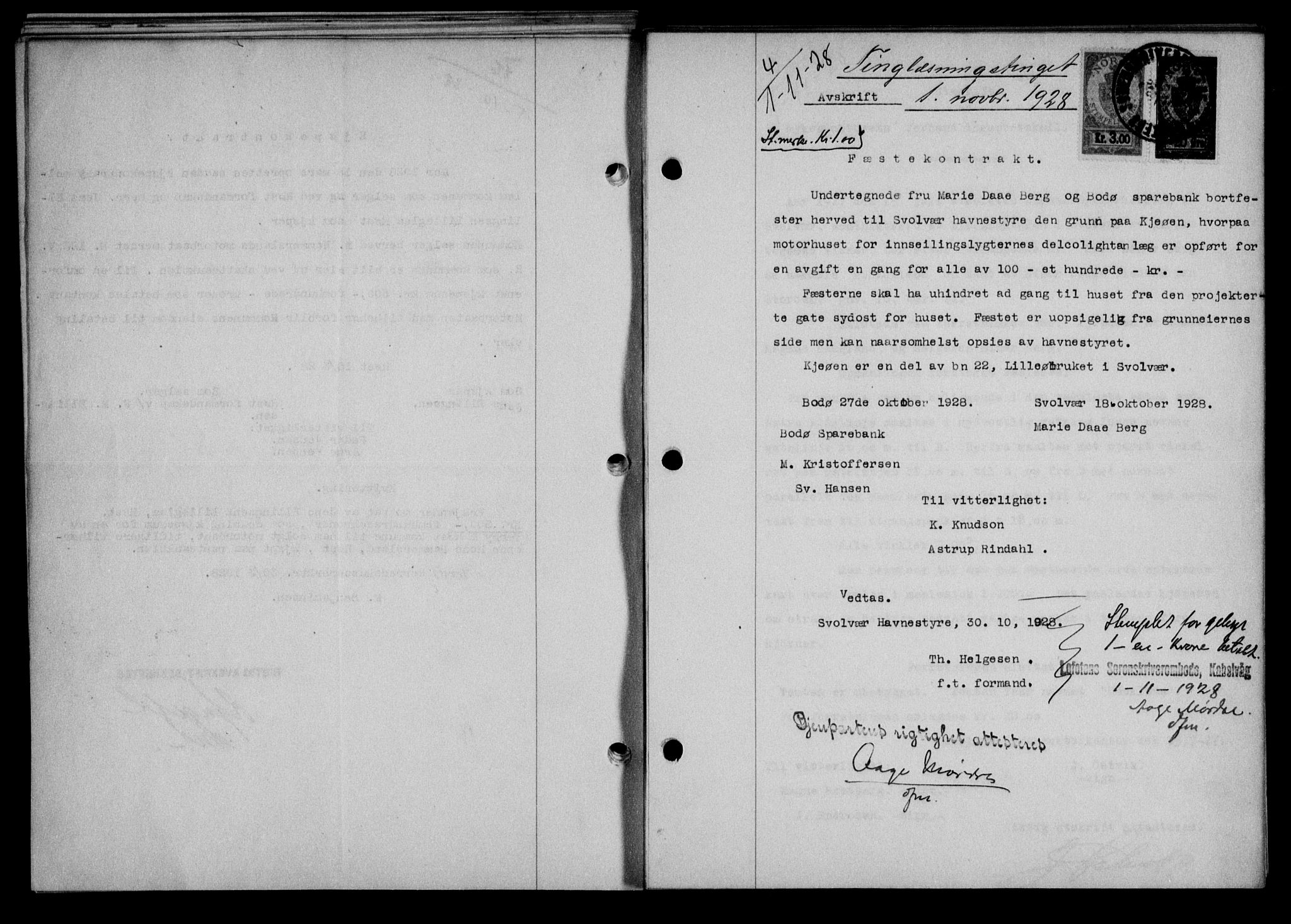 Lofoten sorenskriveri, SAT/A-0017/1/2/2C/L0018b: Mortgage book no. 18b, 1928-1928, Deed date: 01.11.1928