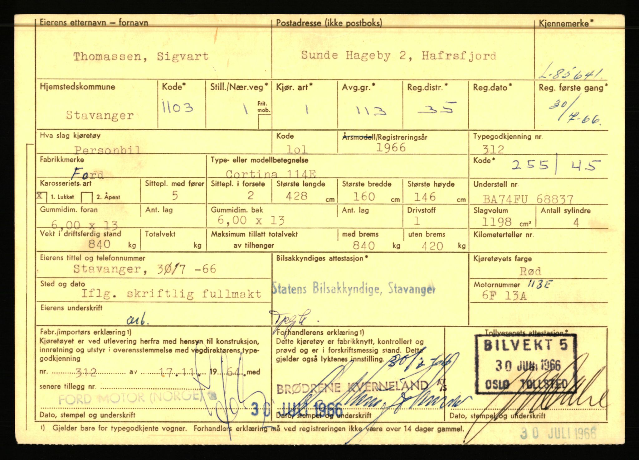 Stavanger trafikkstasjon, AV/SAST-A-101942/0/F/L0073: L-84100 - L-86499, 1930-1971, p. 1413