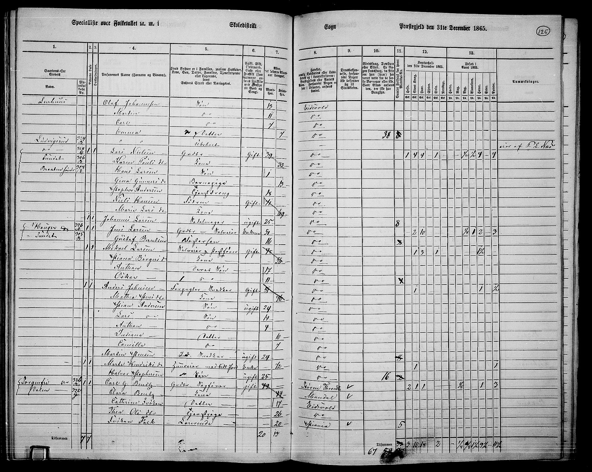 RA, 1865 census for Eidsvoll, 1865, p. 108