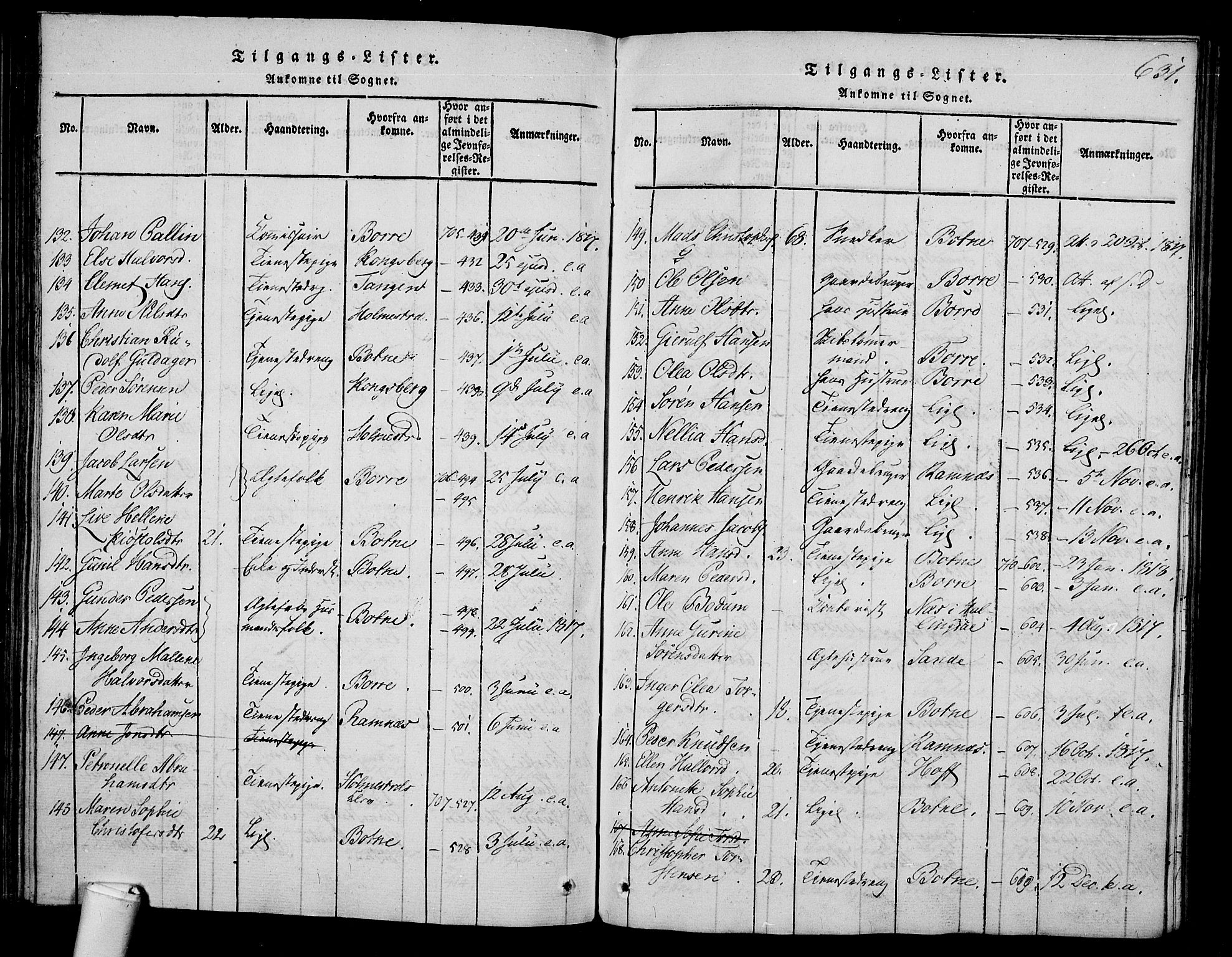 Våle kirkebøker, AV/SAKO-A-334/F/Fa/L0007: Parish register (official) no. I 7, 1814-1824, p. 630-631