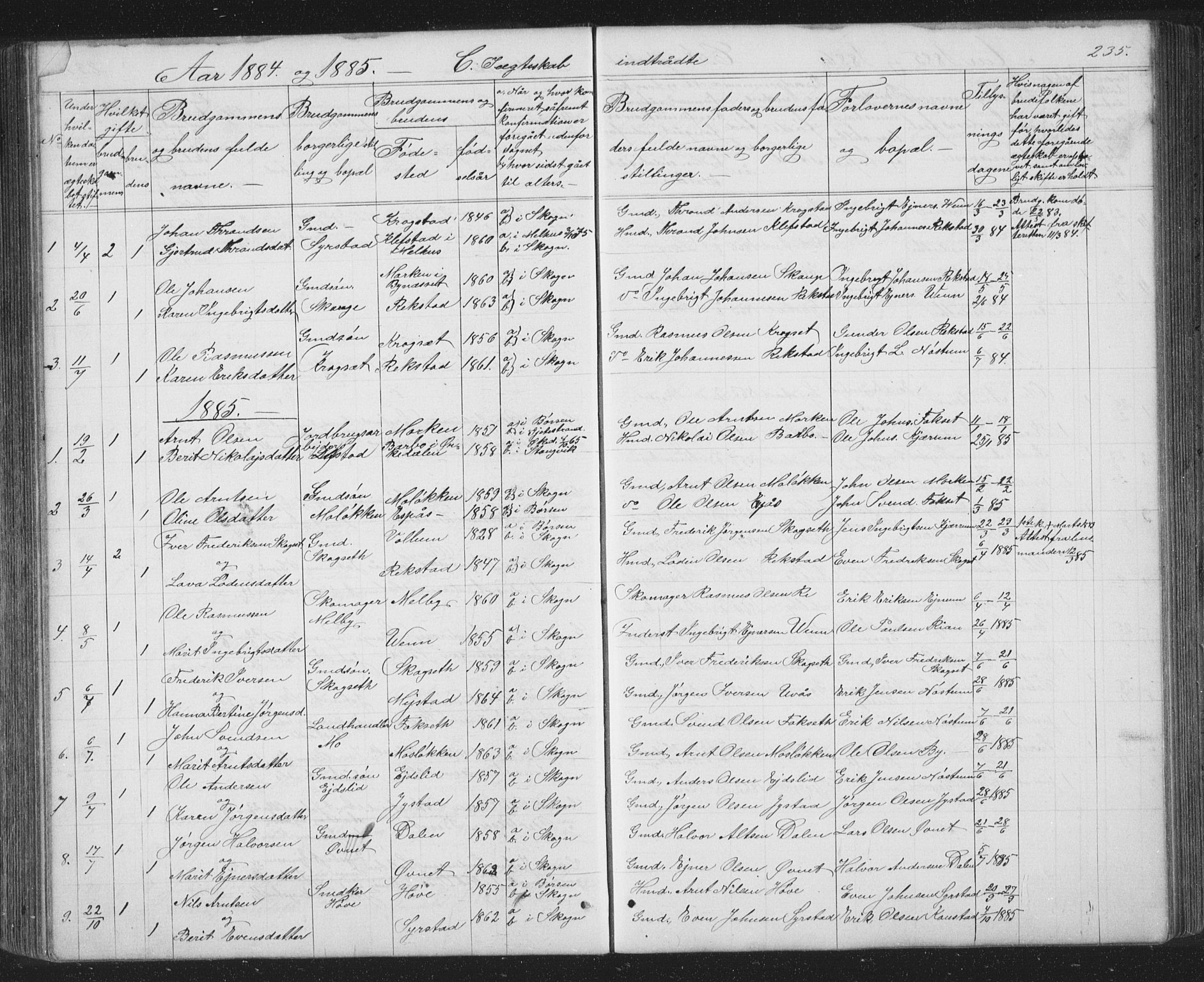 Ministerialprotokoller, klokkerbøker og fødselsregistre - Sør-Trøndelag, SAT/A-1456/667/L0798: Parish register (copy) no. 667C03, 1867-1929, p. 235