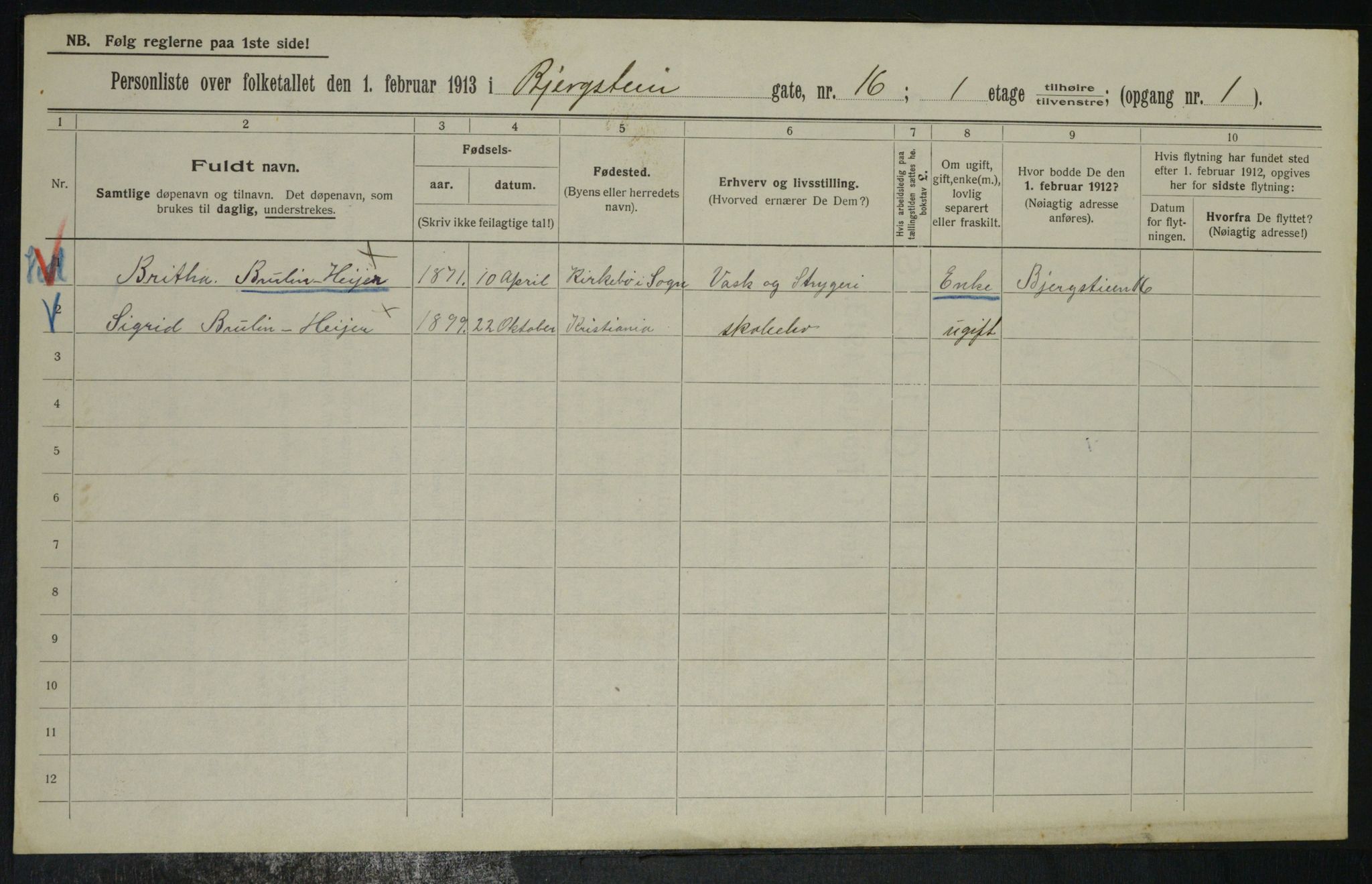 OBA, Municipal Census 1913 for Kristiania, 1913, p. 4406