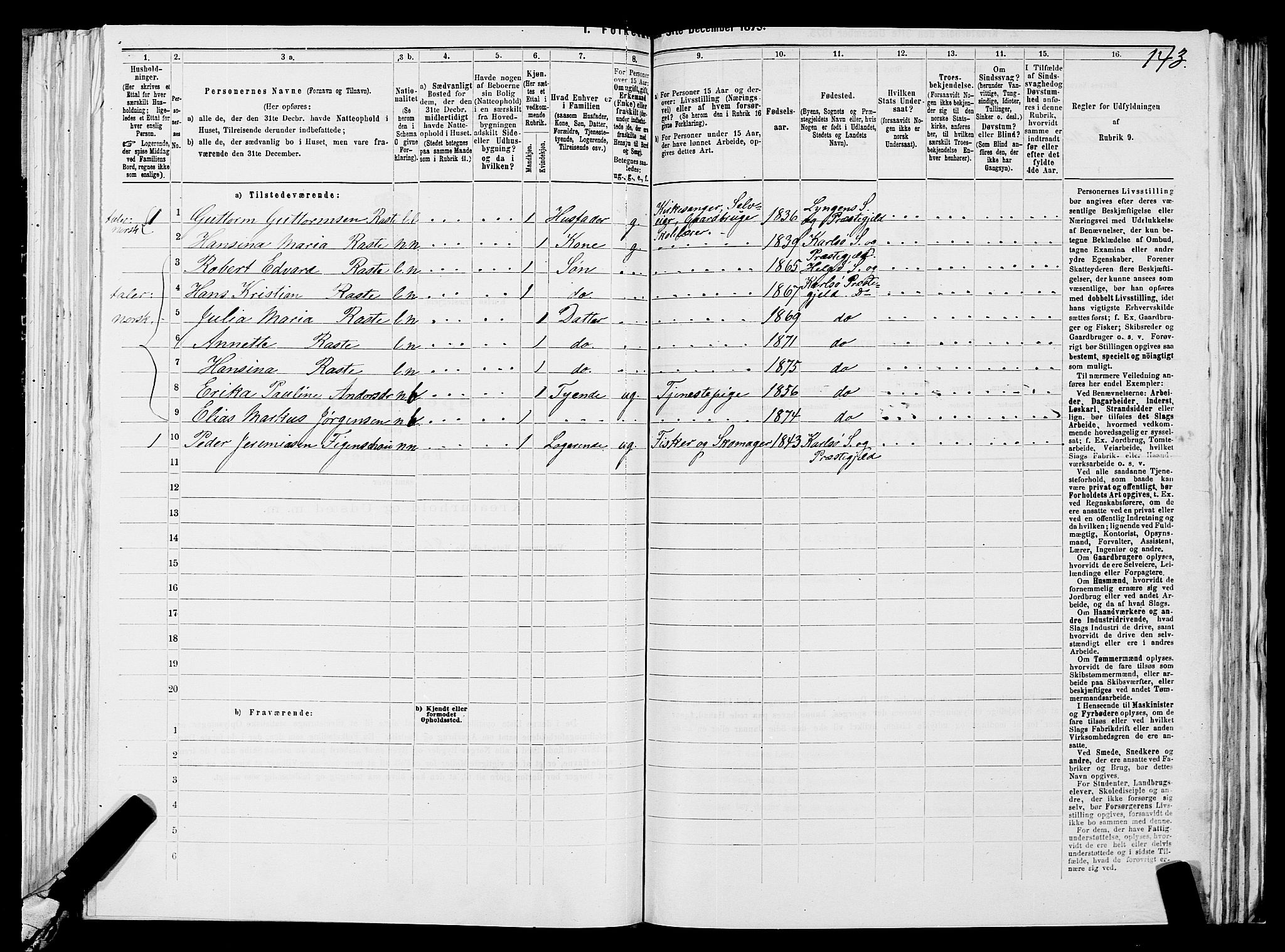 SATØ, 1875 census for 1936P Karlsøy, 1875, p. 2143