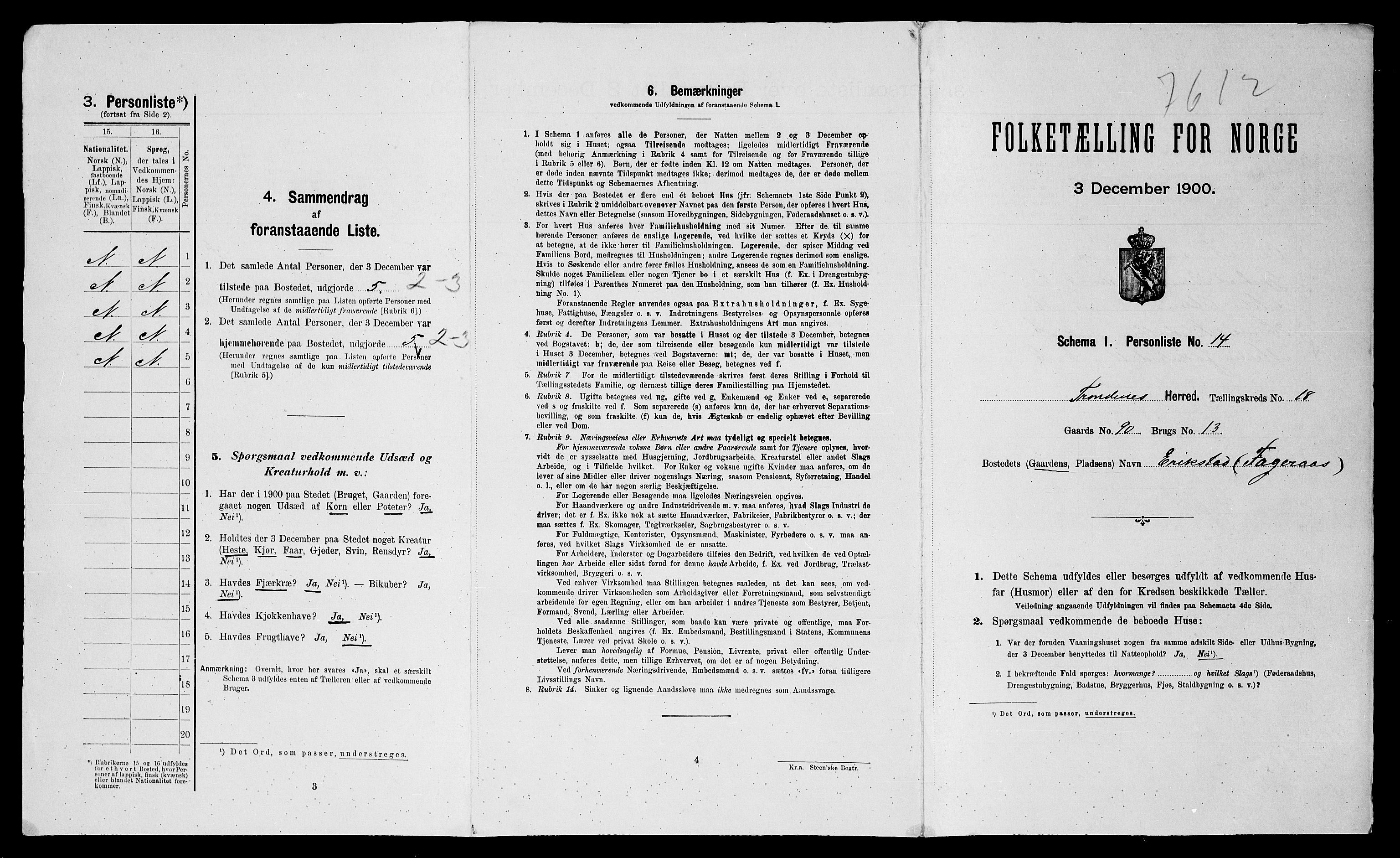 SATØ, 1900 census for Trondenes, 1900, p. 2292