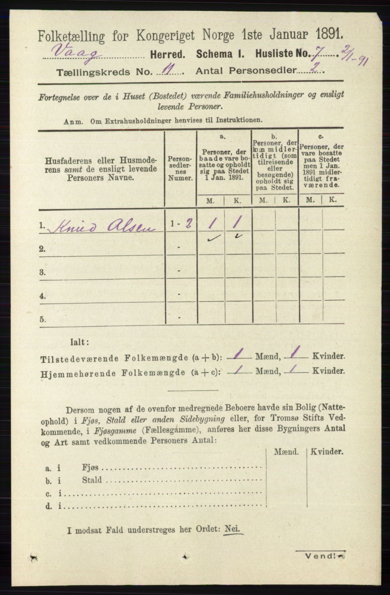 RA, 1891 census for 0515 Vågå, 1891, p. 6738