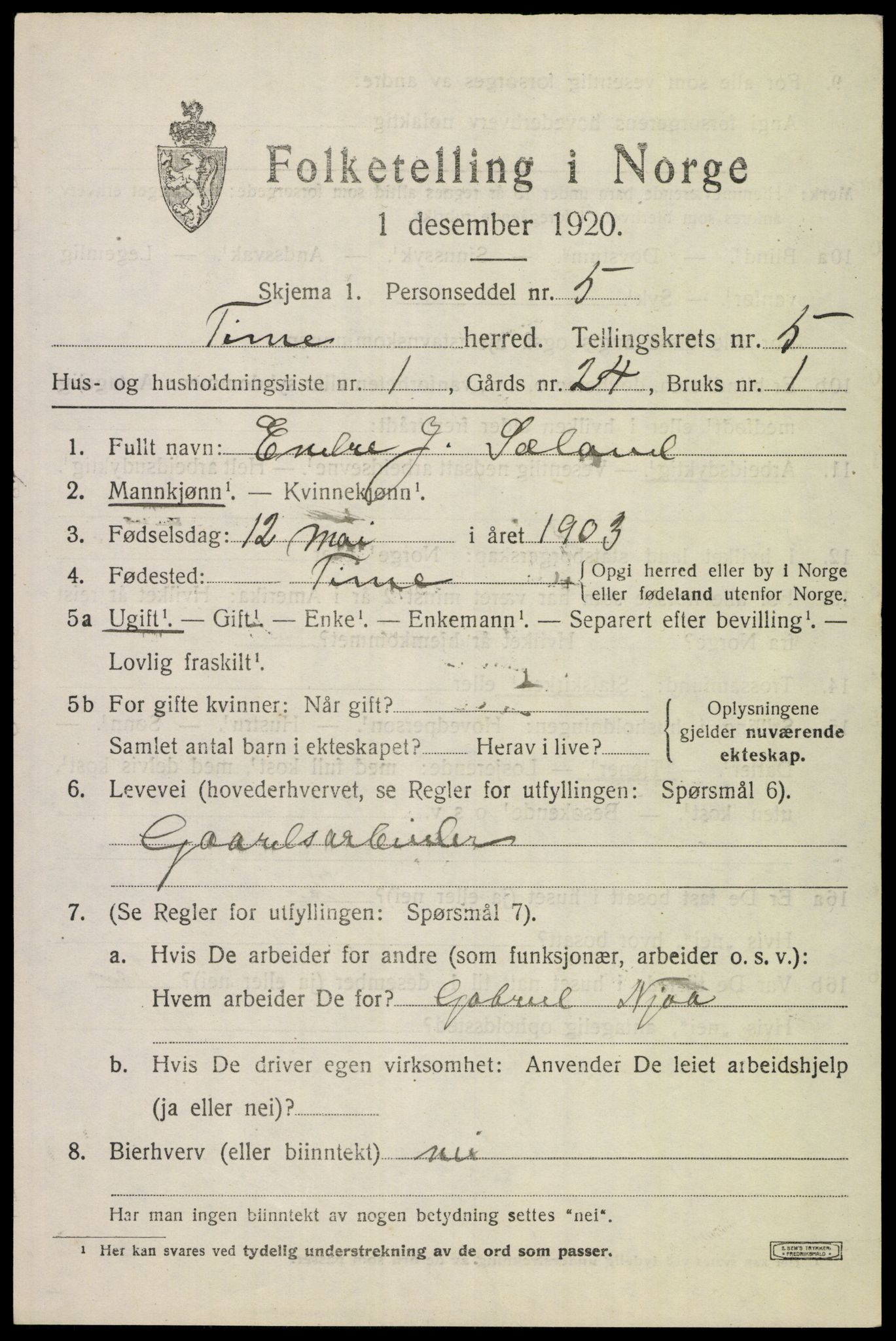 SAST, 1920 census for Time, 1920, p. 6077