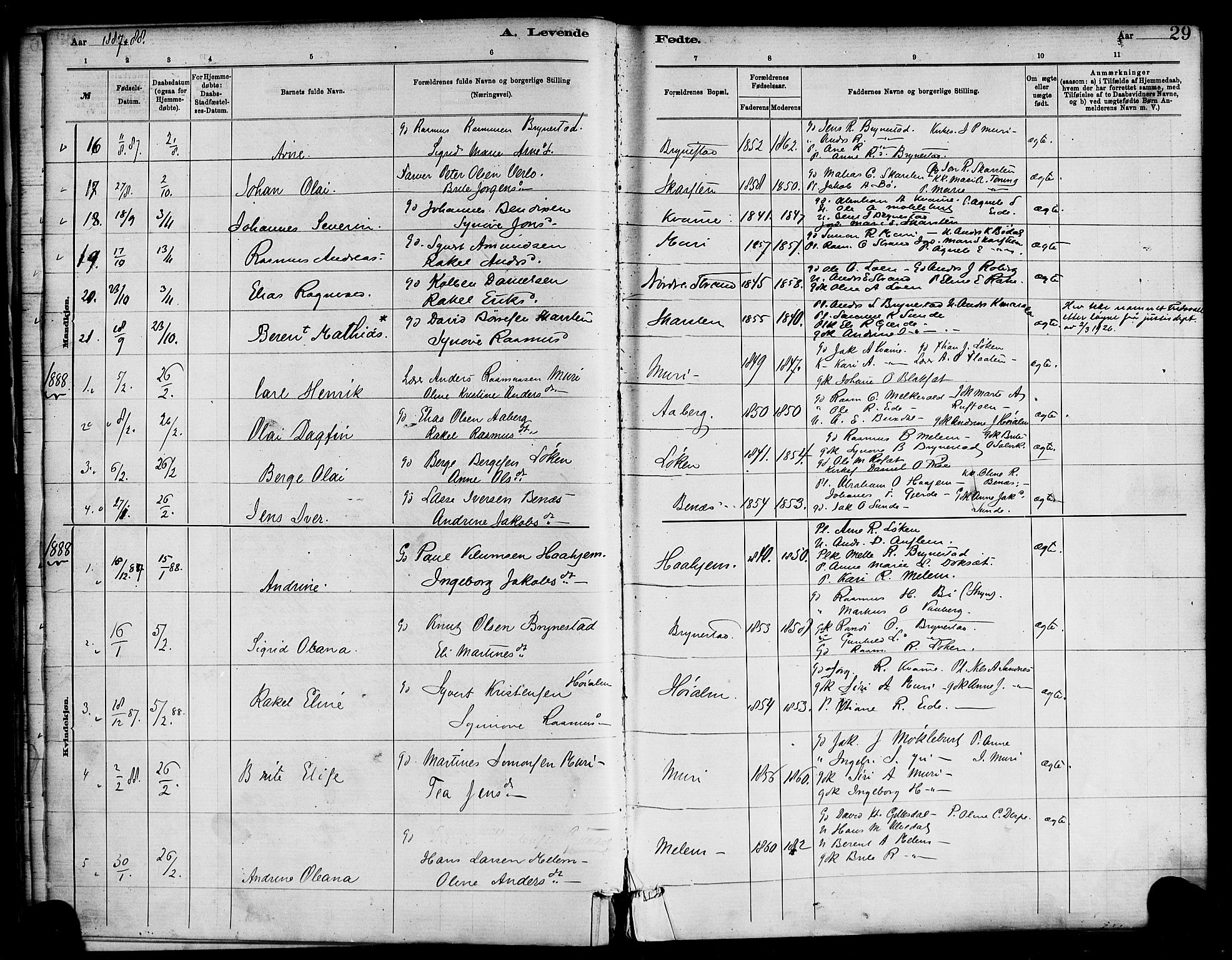 Innvik sokneprestembete, AV/SAB-A-80501: Parish register (official) no. C 1, 1879-1900, p. 29