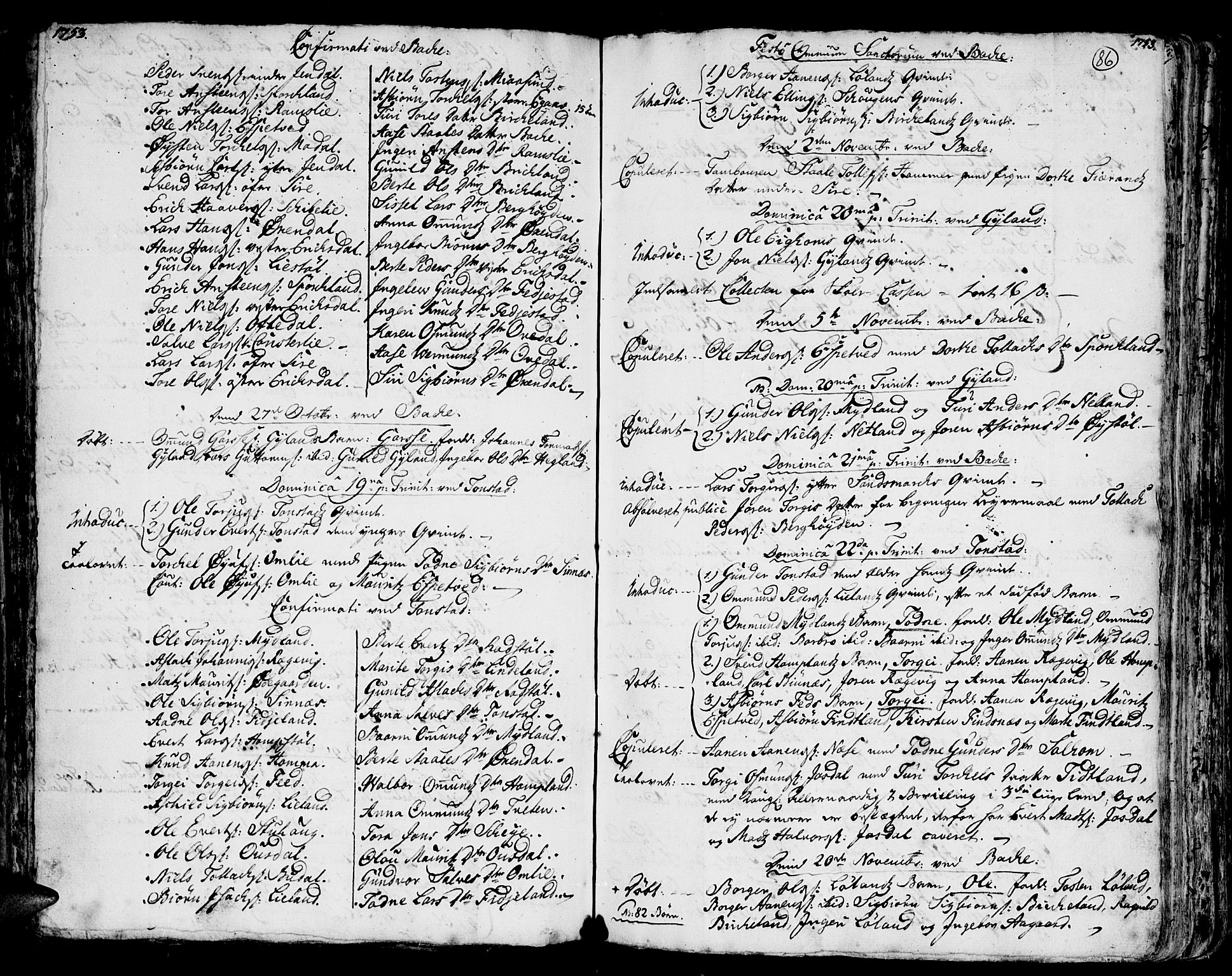 Bakke sokneprestkontor, AV/SAK-1111-0002/F/Fa/Faa/L0001: Parish register (official) no. A 1, 1741-1780, p. 86