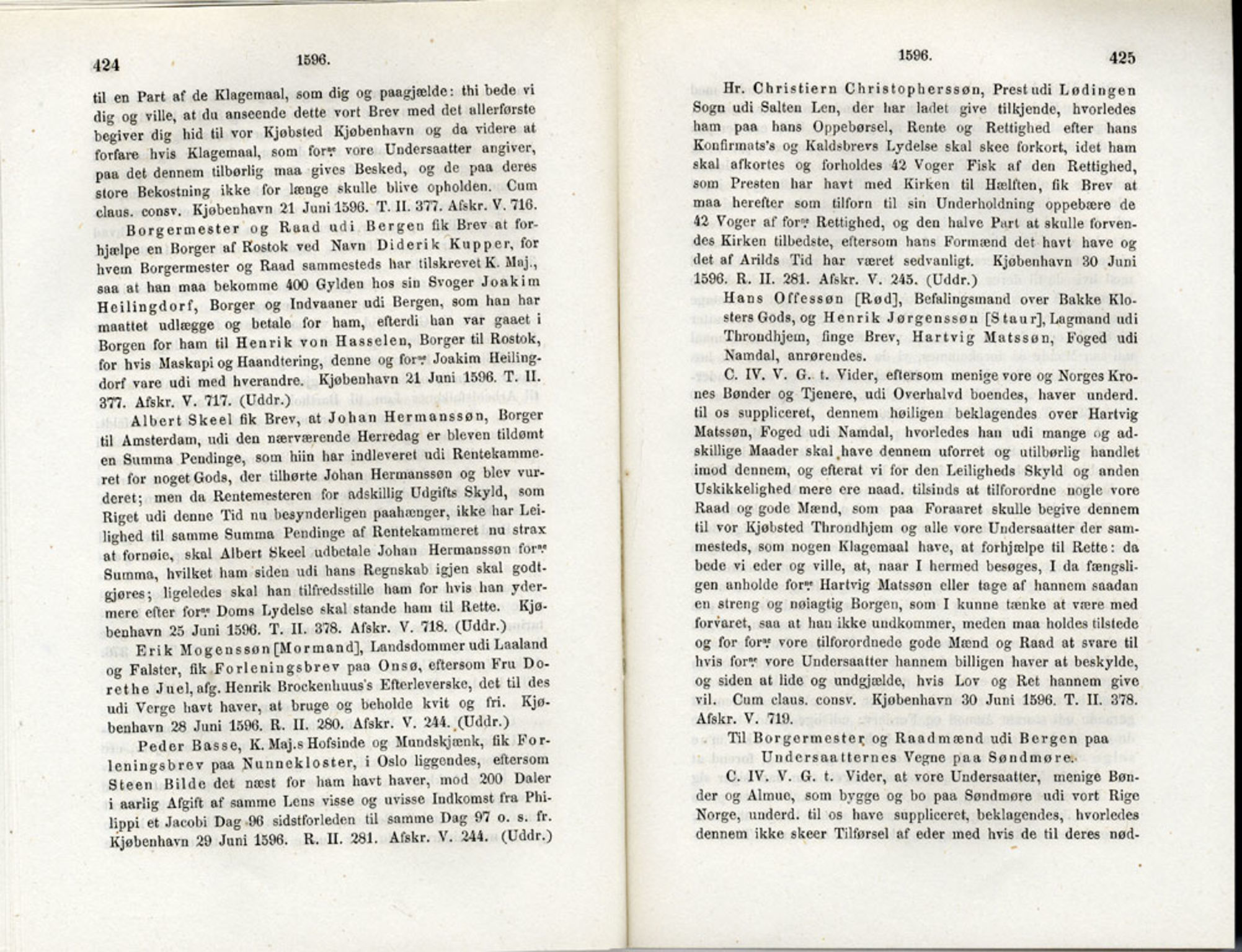 Publikasjoner utgitt av Det Norske Historiske Kildeskriftfond, PUBL/-/-/-: Norske Rigs-Registranter, bind 3, 1588-1602, p. 424-425