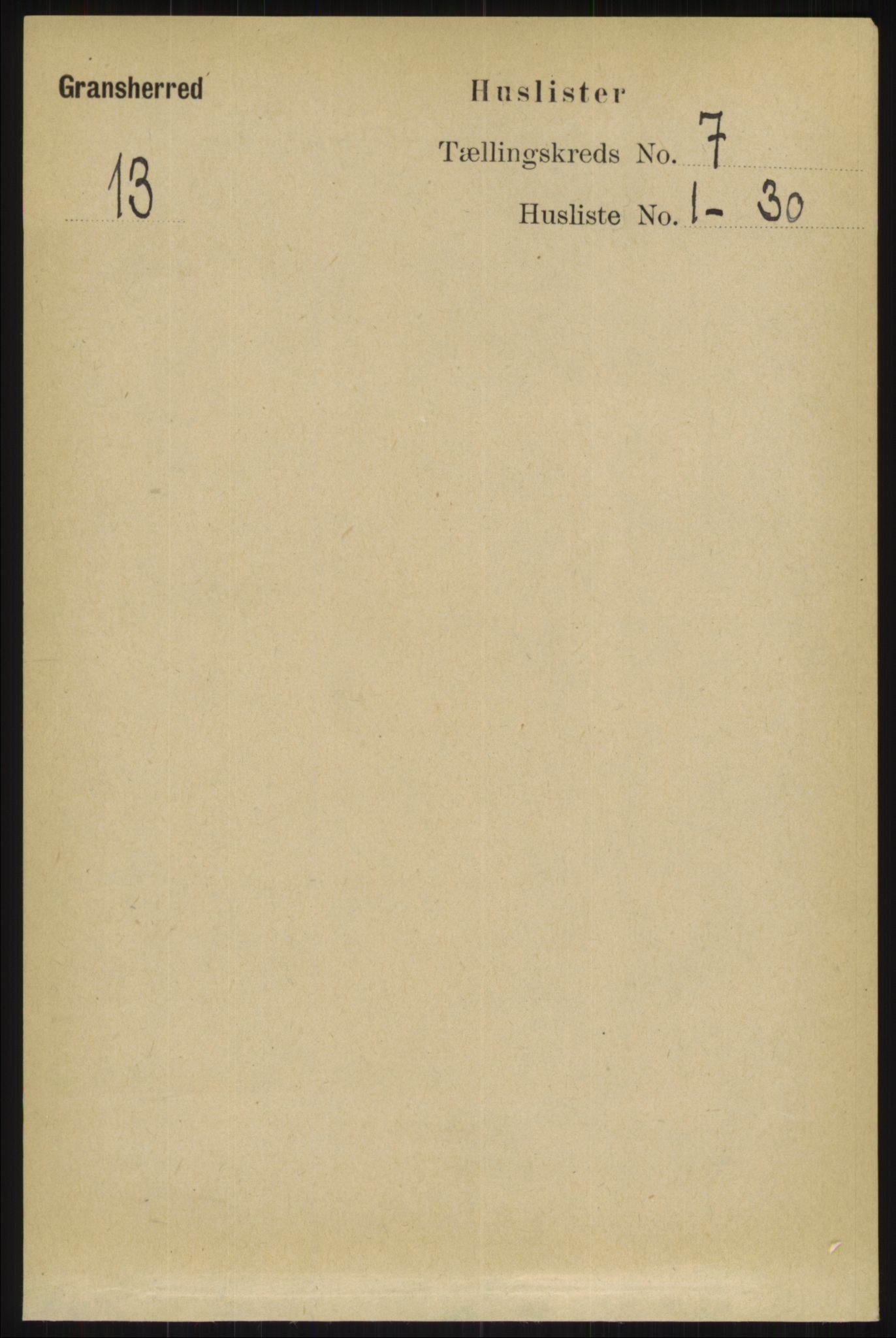 RA, 1891 census for 0824 Gransherad, 1891, p. 1157