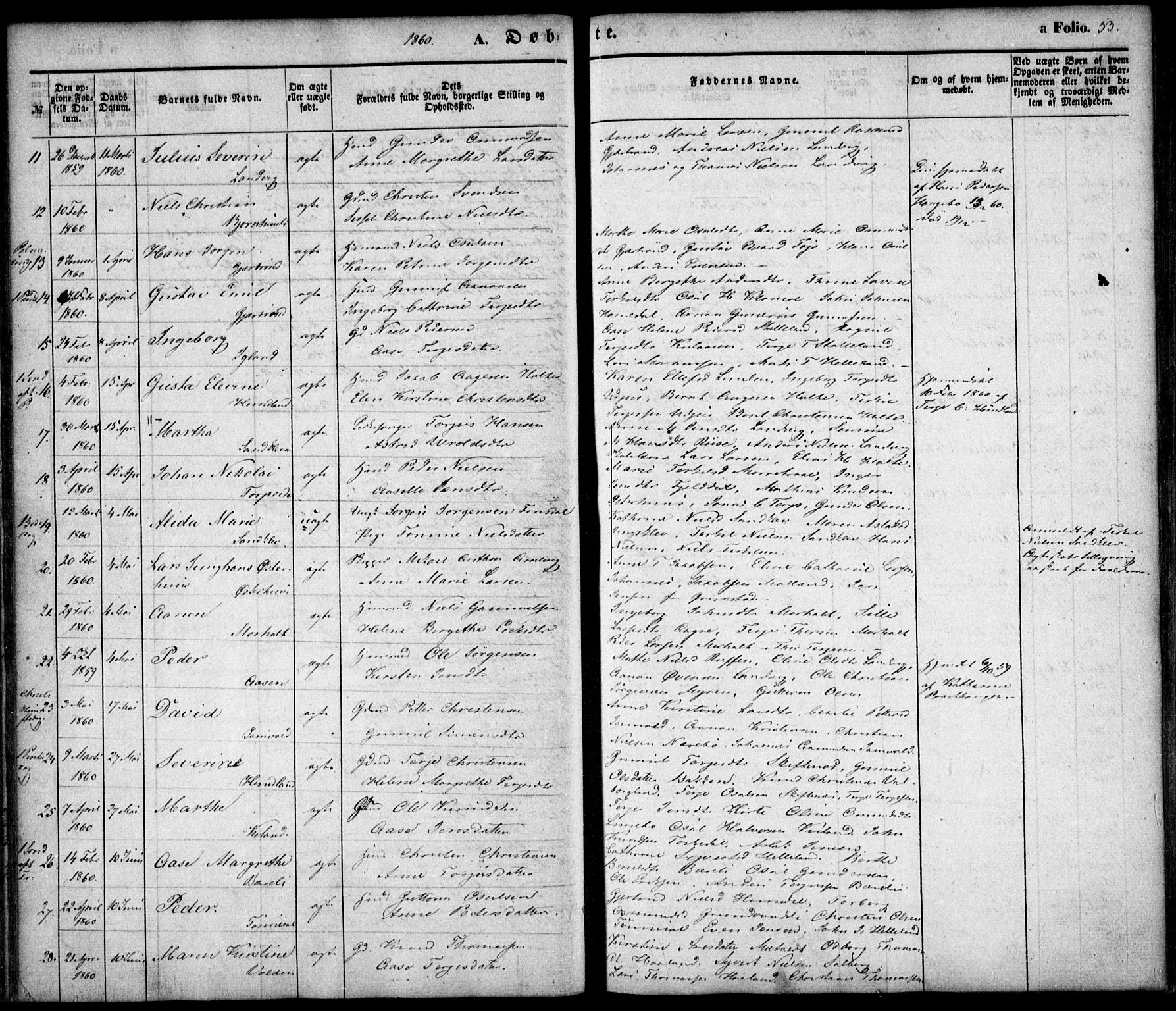Hommedal sokneprestkontor, AV/SAK-1111-0023/F/Fa/Fab/L0004: Parish register (official) no. A 4, 1848-1860, p. 53