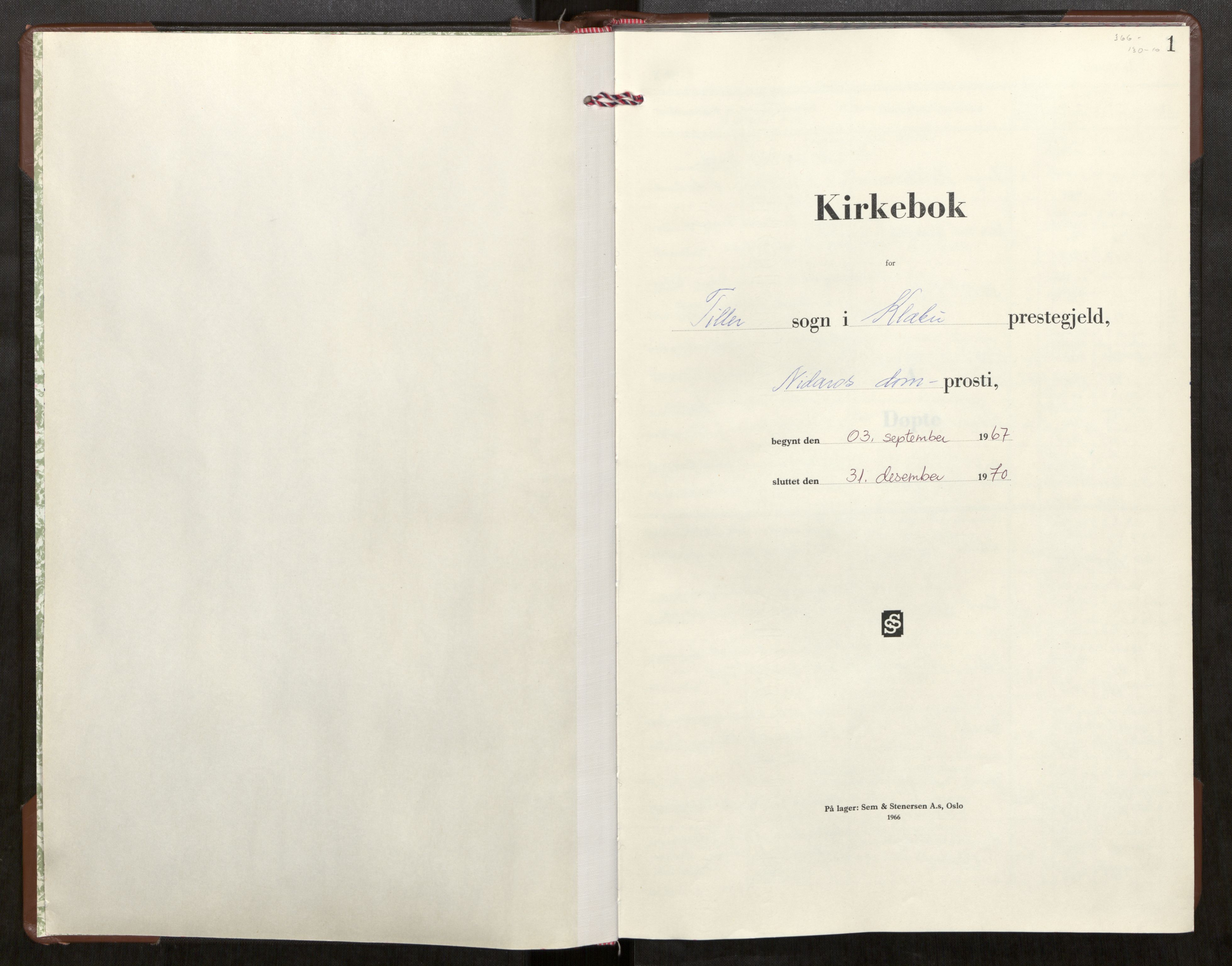 Klæbu sokneprestkontor, SAT/A-1112: Parish register (official) no. 6, 1967-1970, p. 1